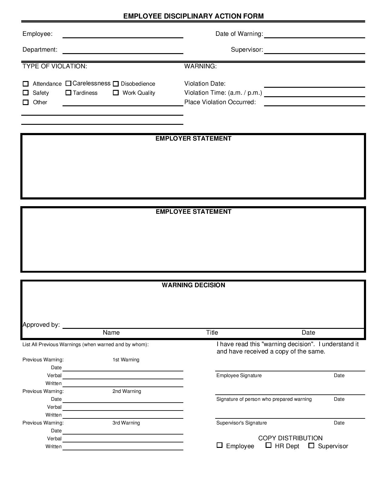 employee disciplinary action form page 0012