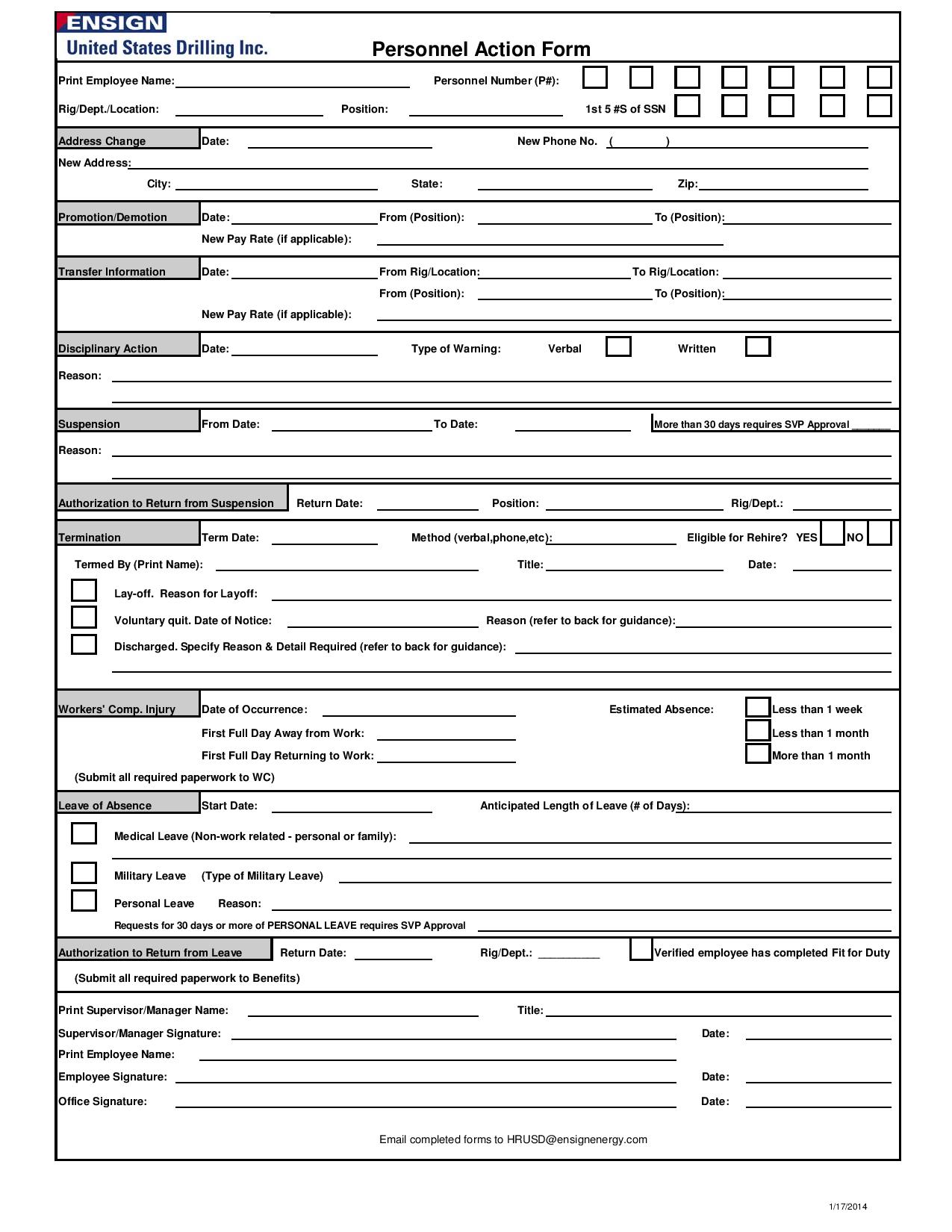 FREE 32+ Personnel Action Forms in PDF | MS Word | Excel