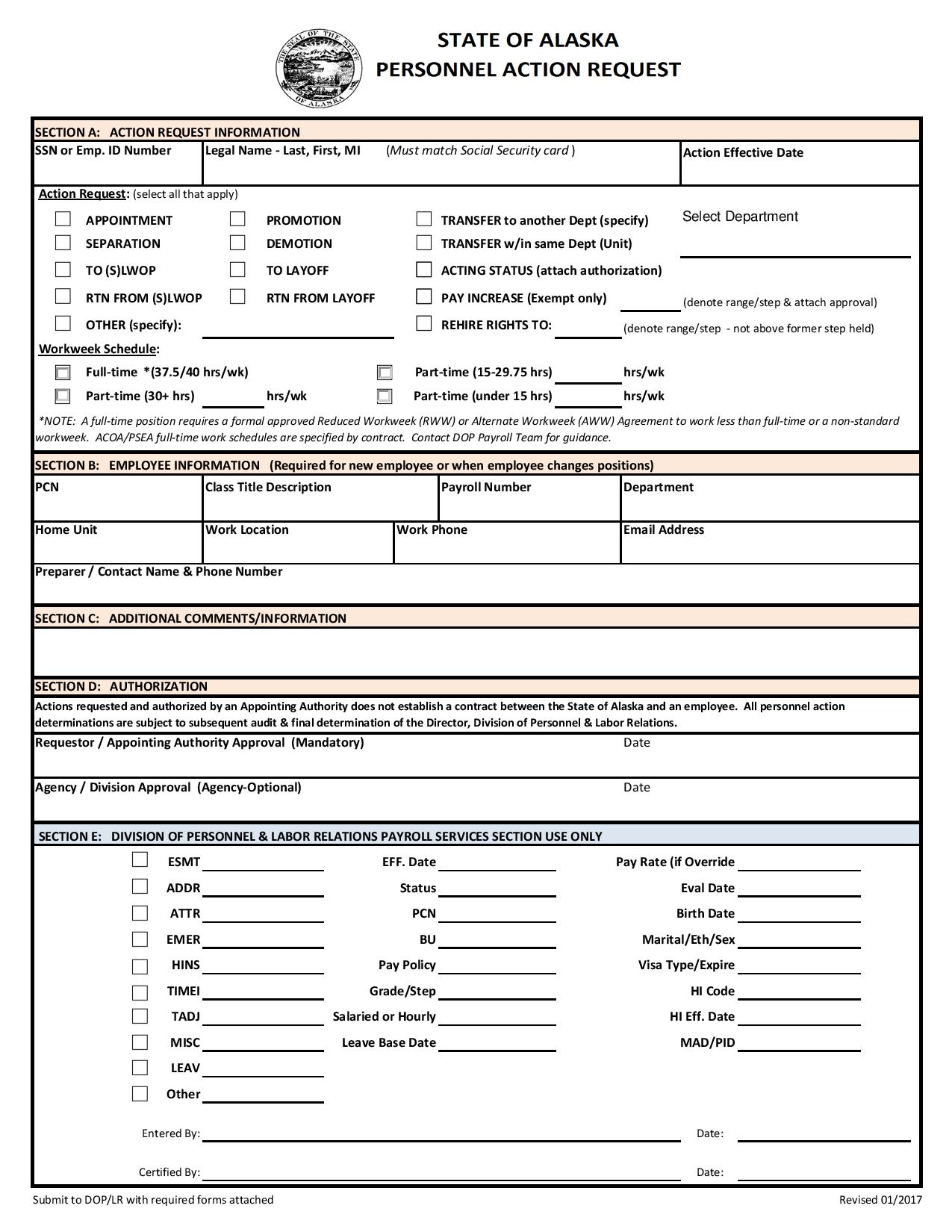 employee personnel action request form page 001