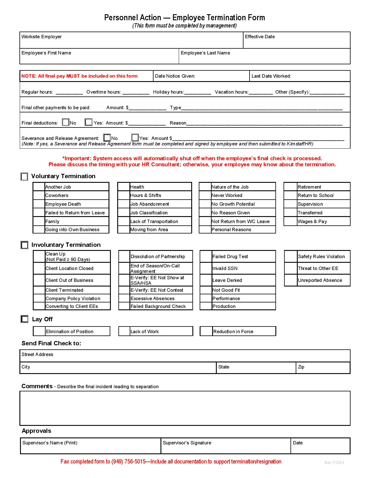 employee termination personnel action form page 001