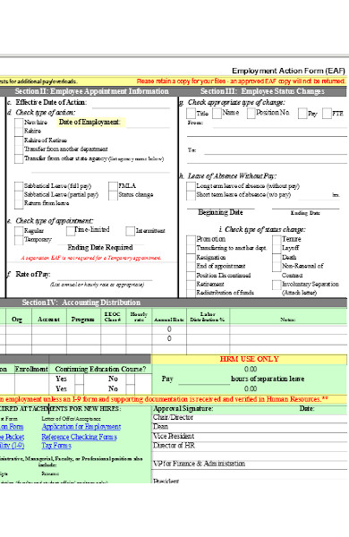 employment action form