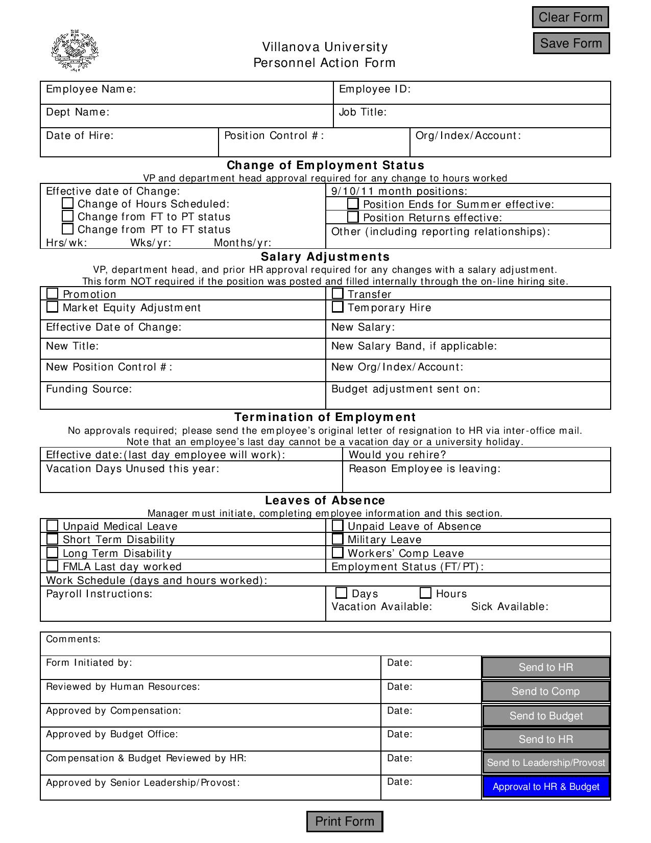 employment information personnel action form page 001