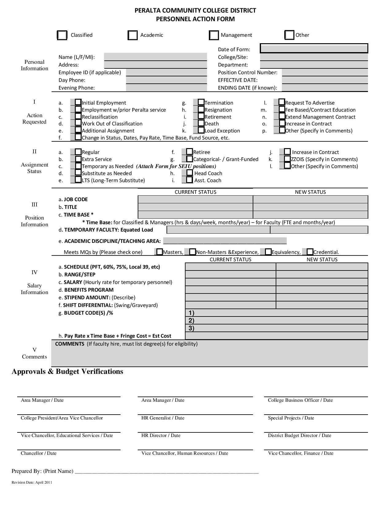fillable pdf personnel action form page 001