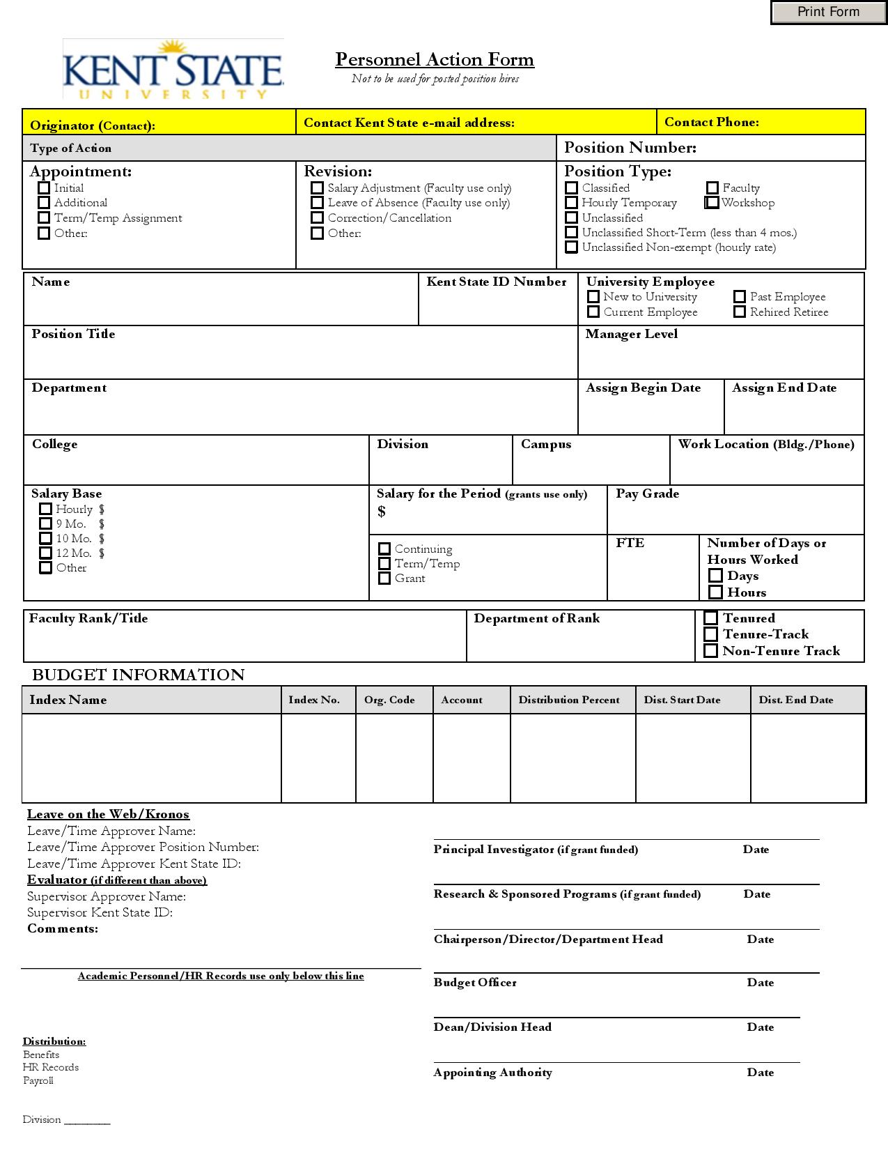 fillable personnel action form page 001