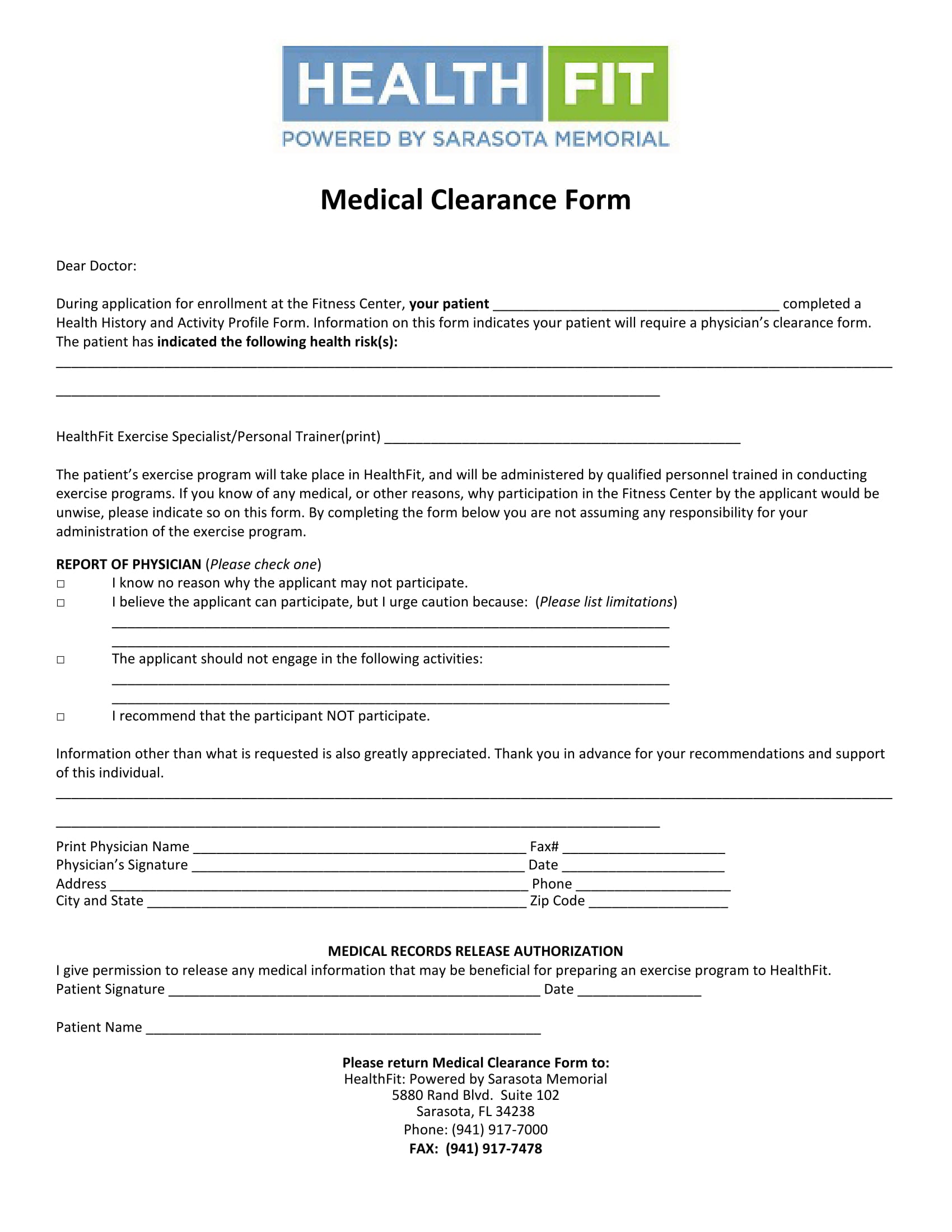 FREE 31+ Medical Clearance Forms in PDF MS Word