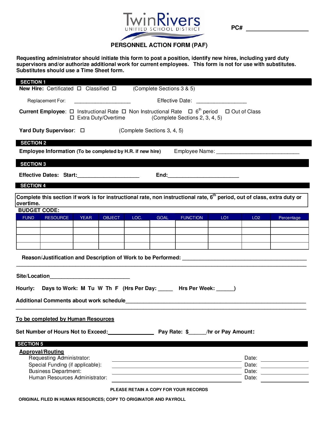 hr personnel action form in pdf page 0011
