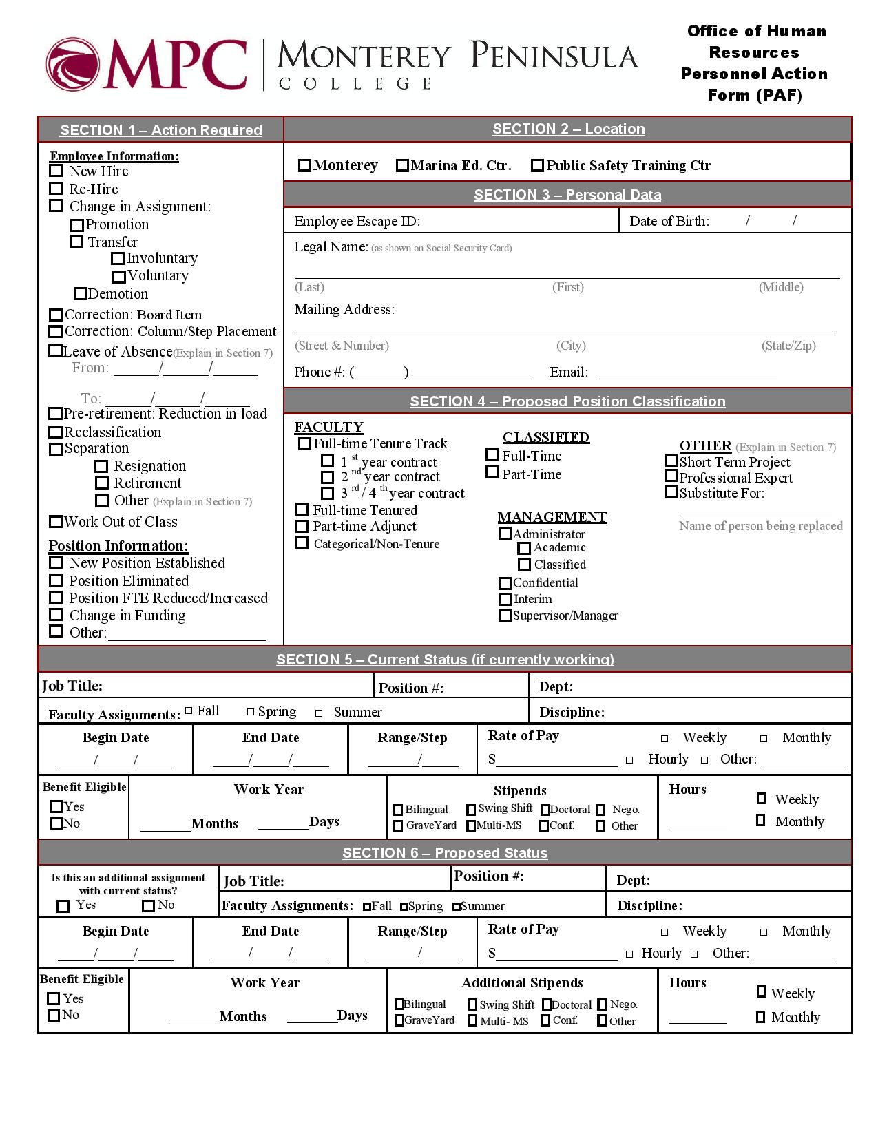 FREE 32+ Personnel Action Forms in PDF MS Word Excel
