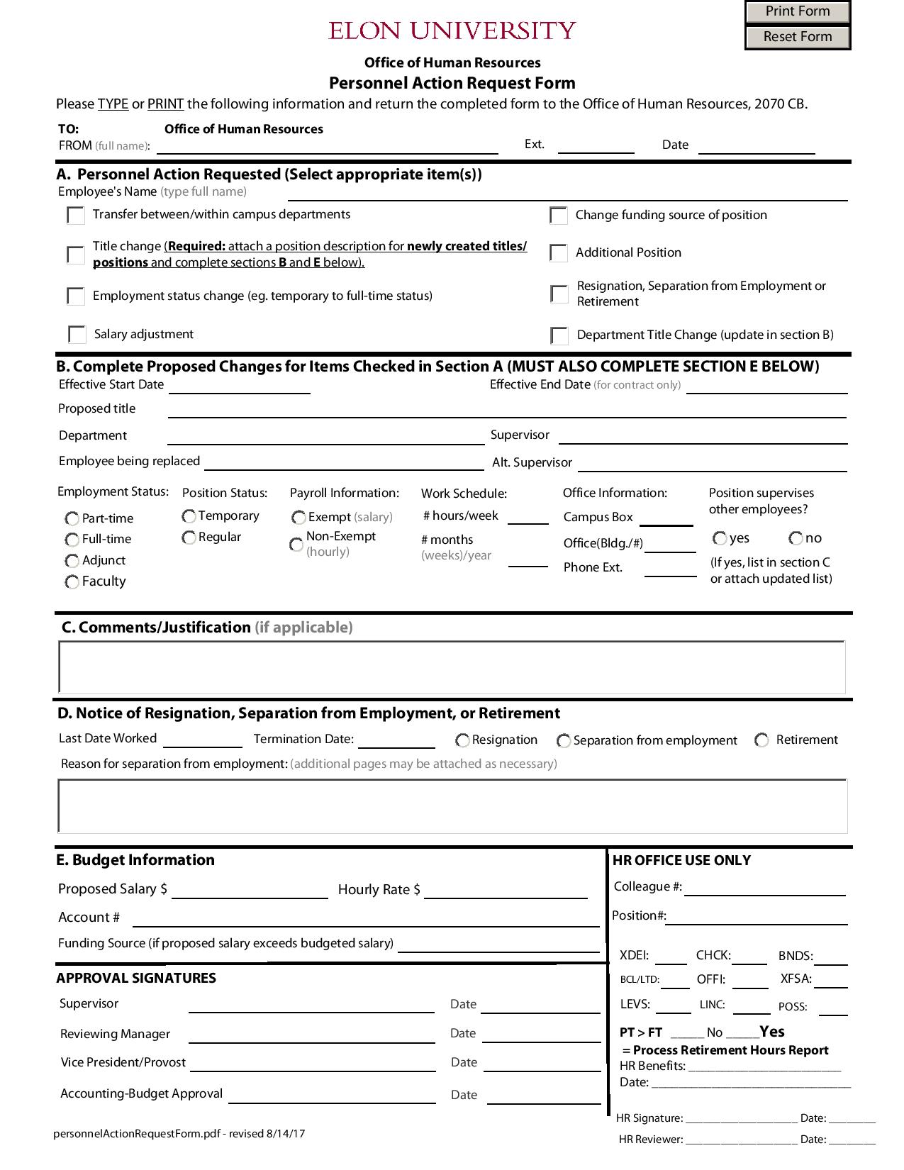 hr personnel action request form page 001