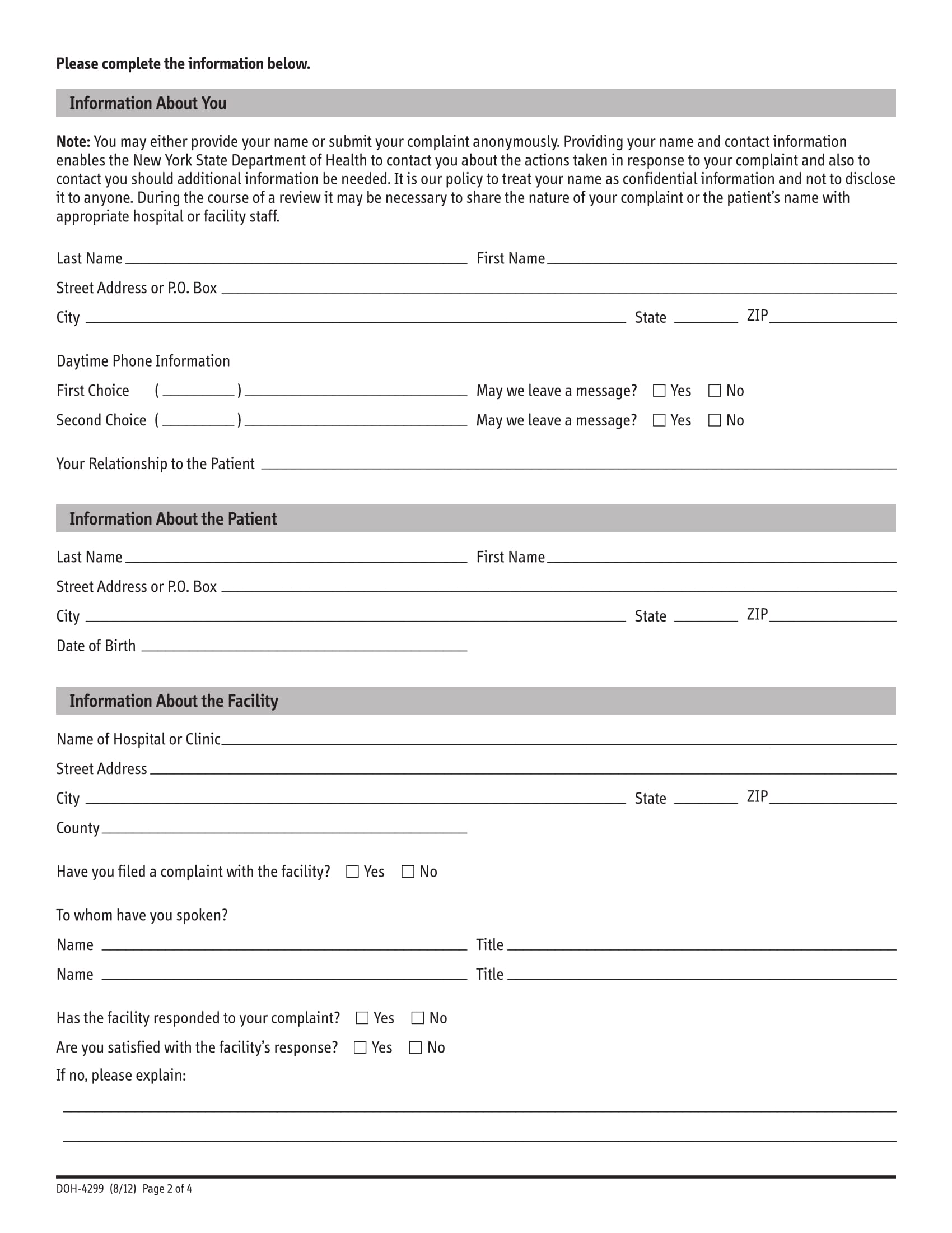 FREE 11+ Health Complaint Form Samples in PDF | MS Word