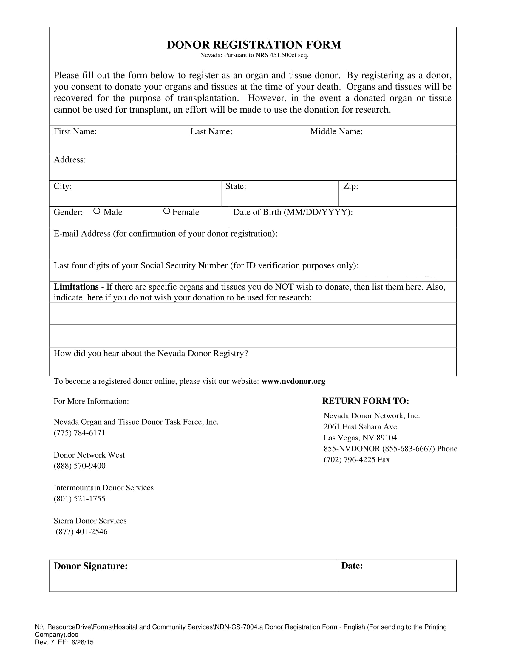 hospital donor registration form 1