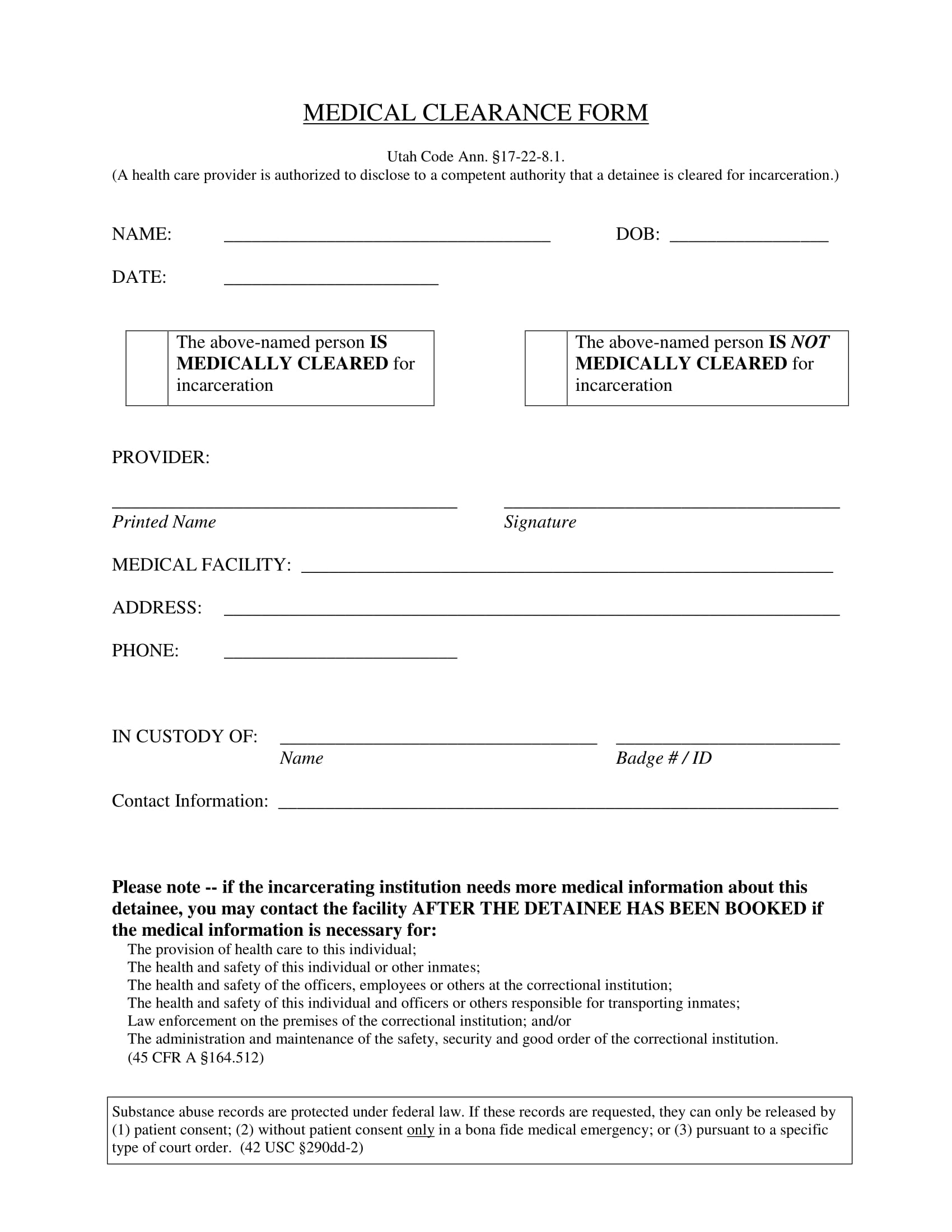 FREE 30+ Sample Medical Clearance Forms in PDF | MS Word