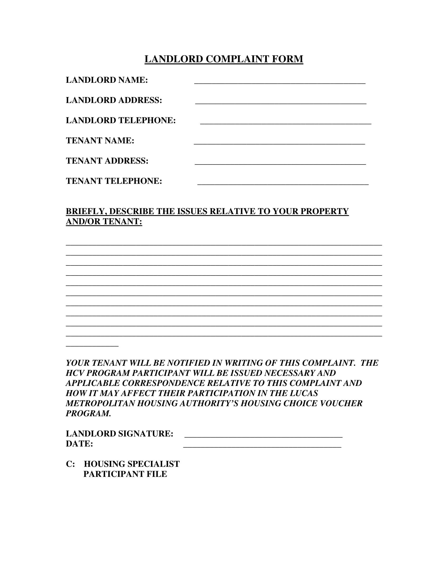 landlord complaint form 1