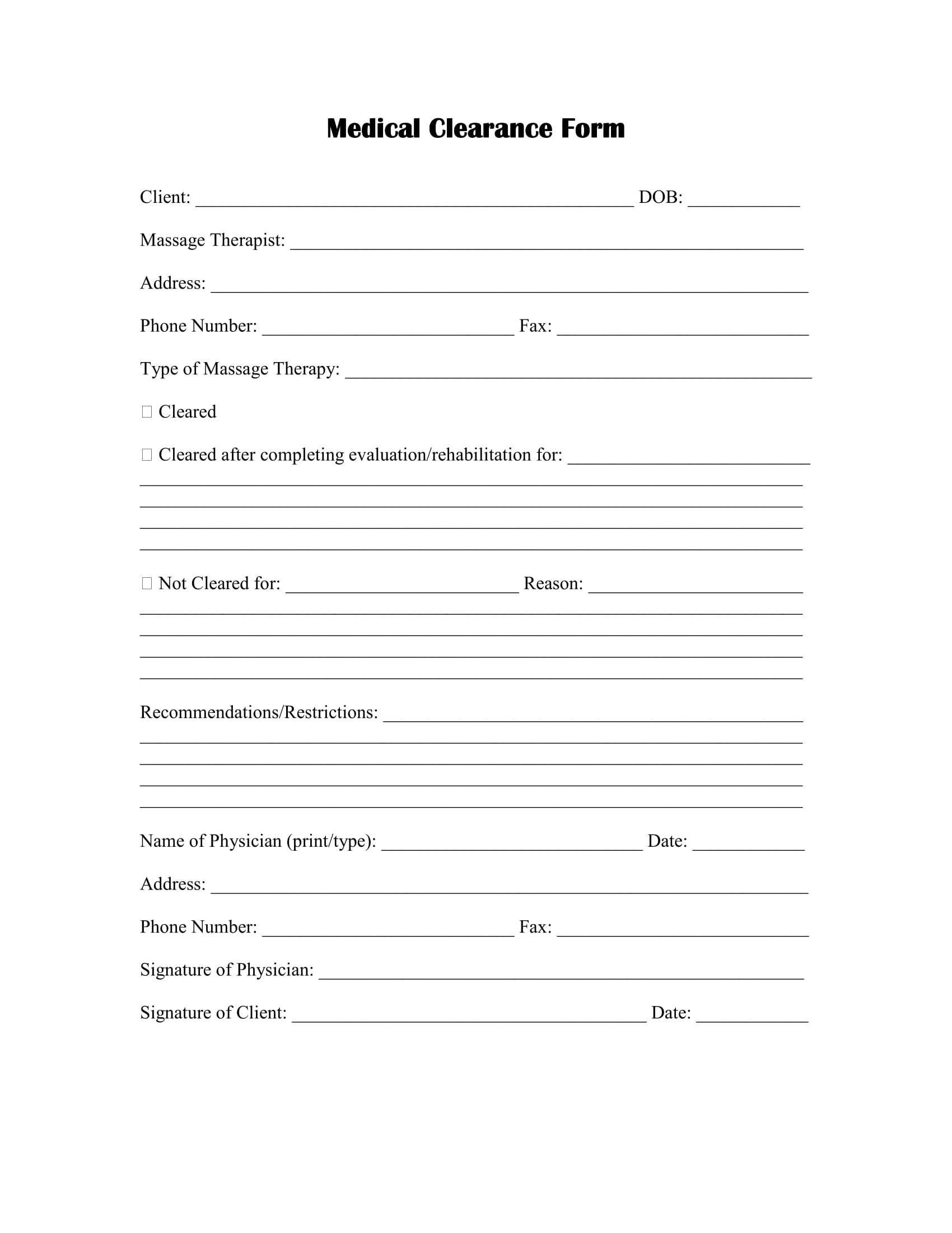 FREE 33+ Medical Clearance Form, Samples, PDF, Word, Google Docs