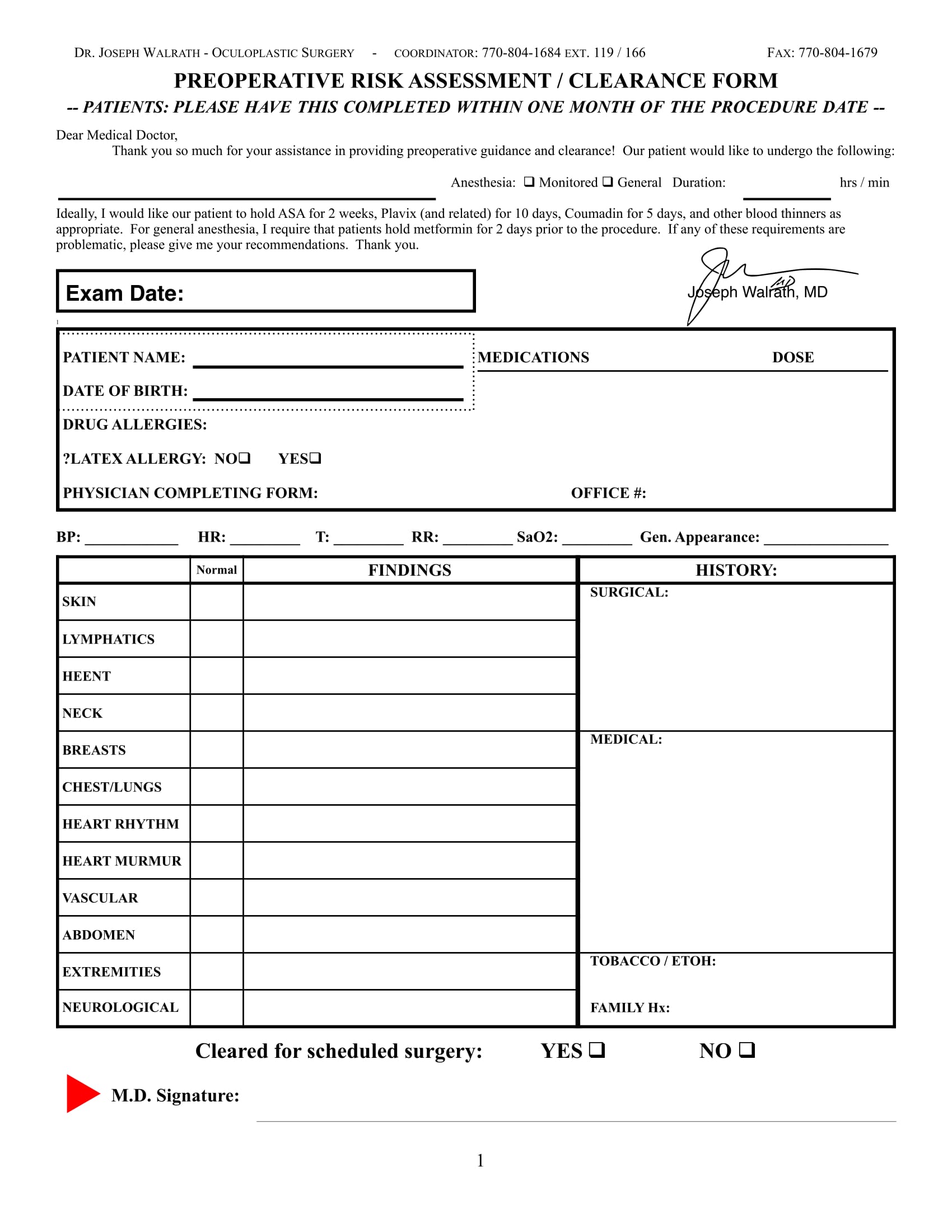 medical risk clearance form 1
