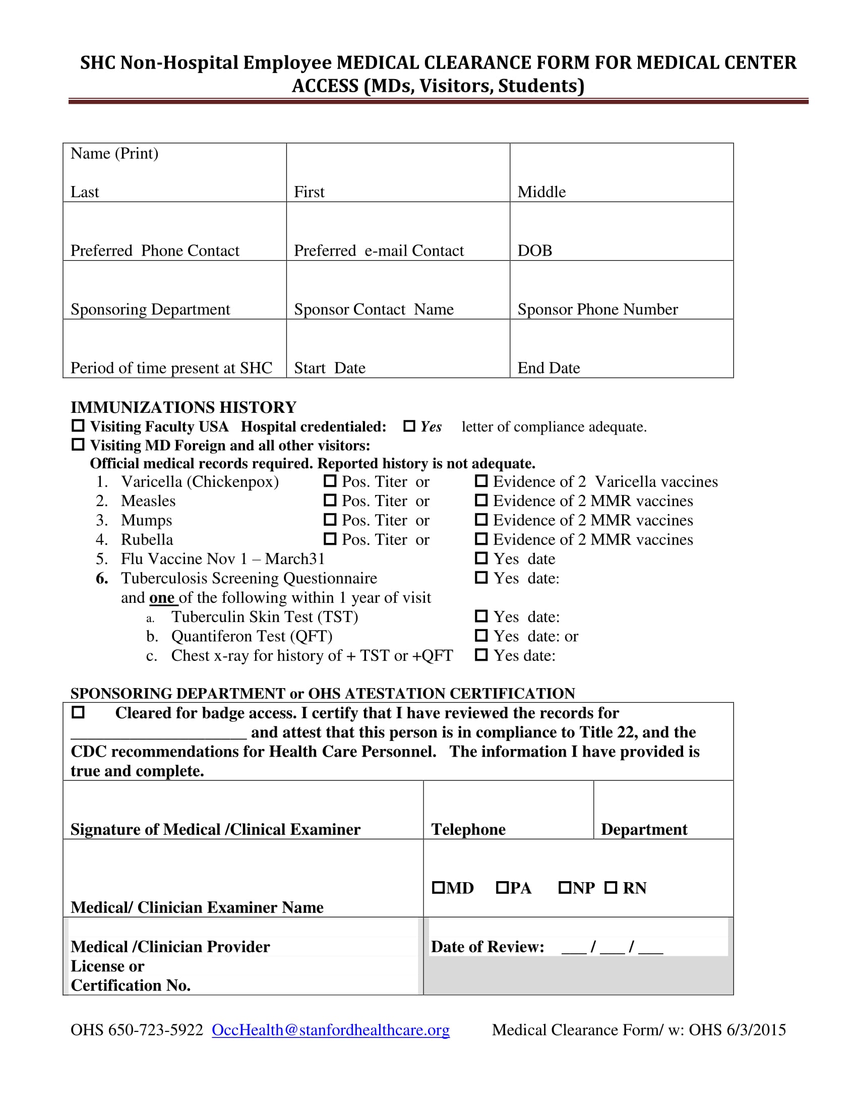 non hospital employee medical clearance form 1