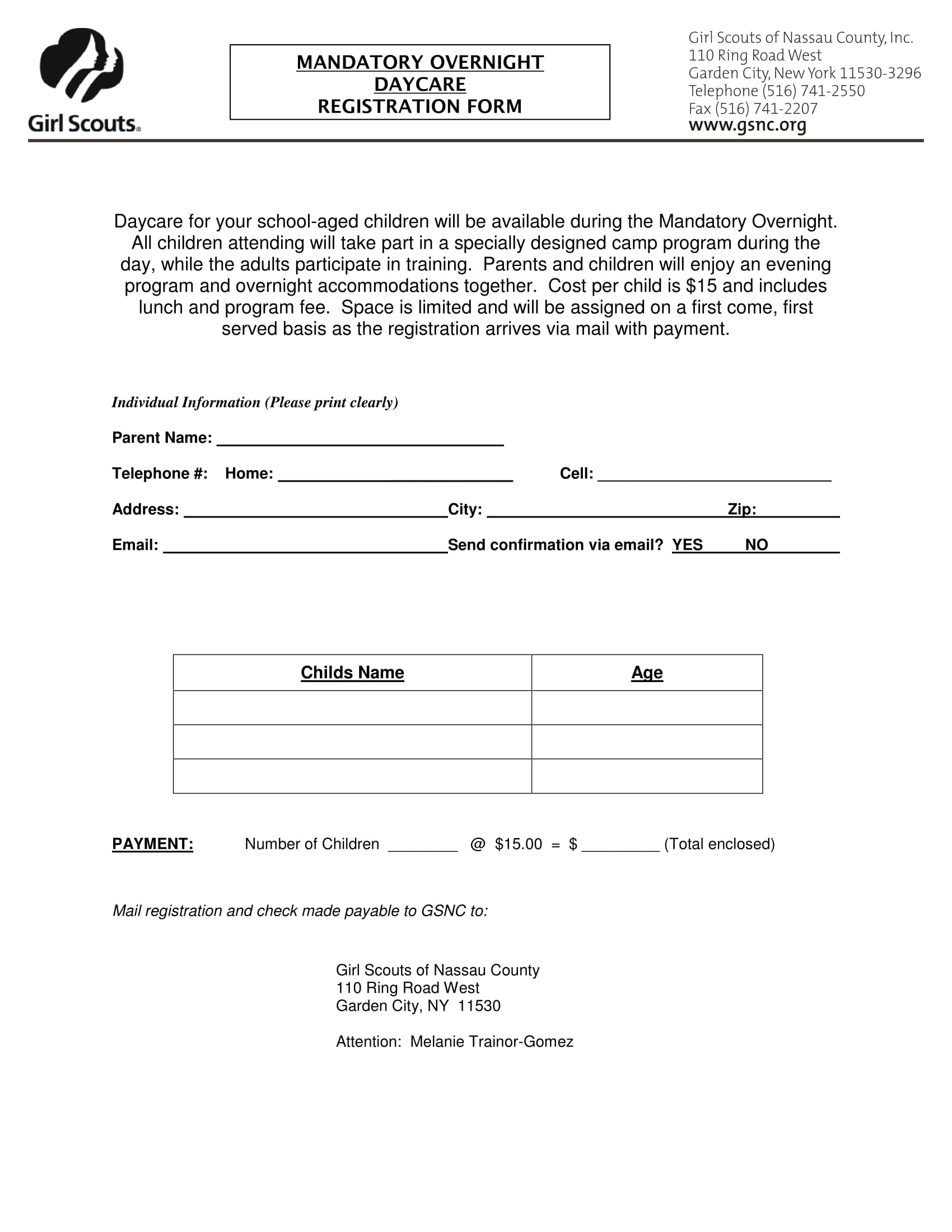 overnight daycare registration form 1