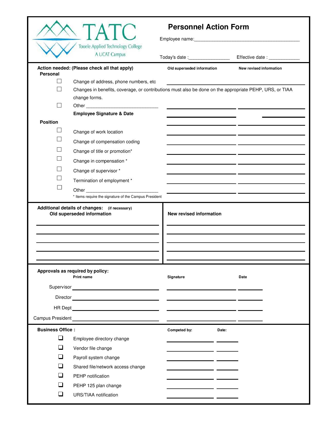 FREE 29+ Personnel Action Forms in PDF MS Word Excel