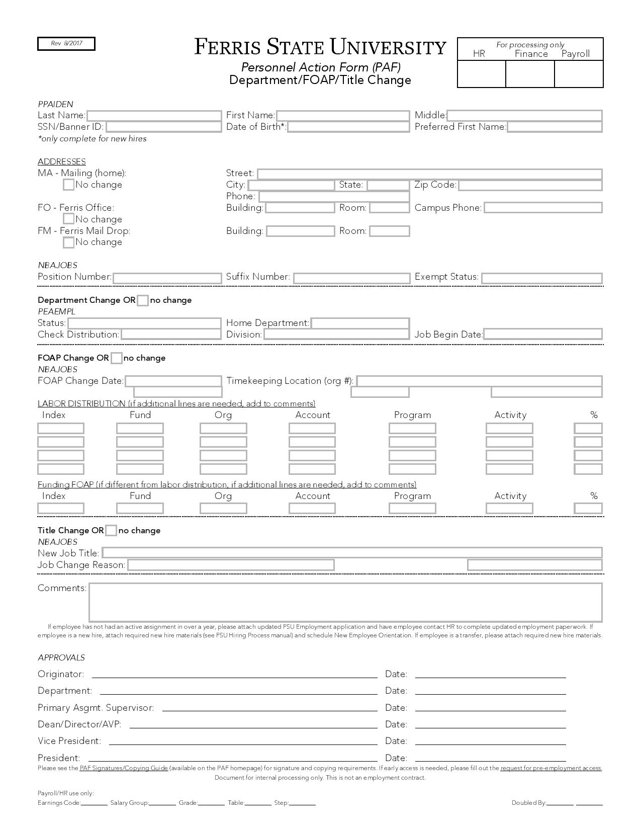 personnel action form department change page 001