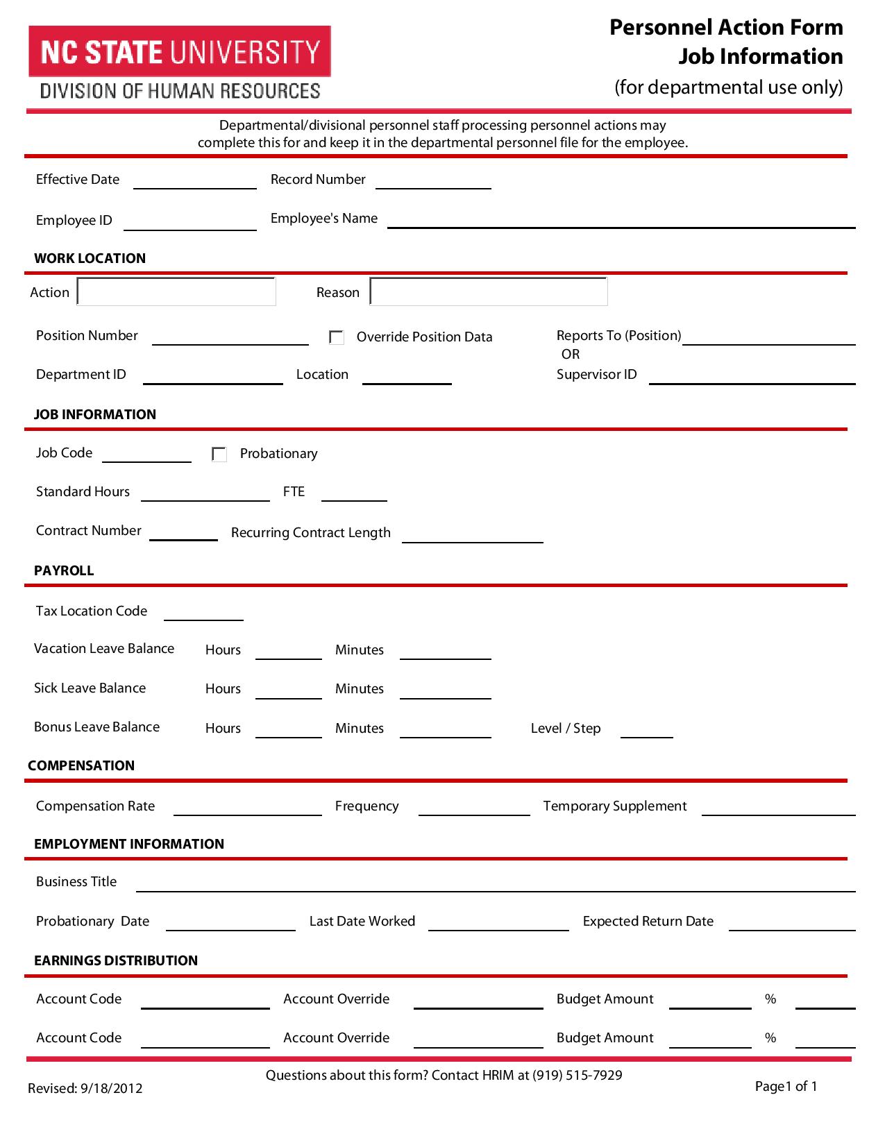 personnel action form job information page 001