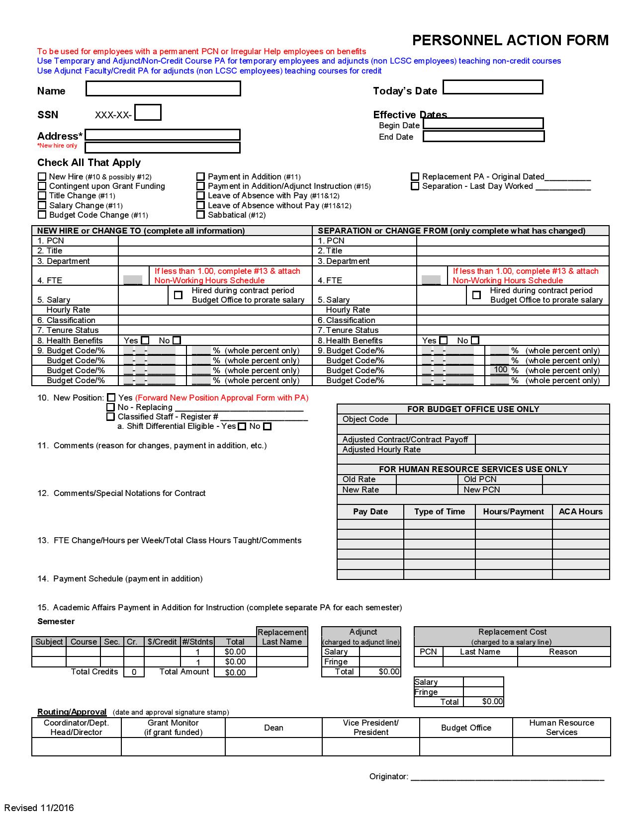 personnel action form sample page 001