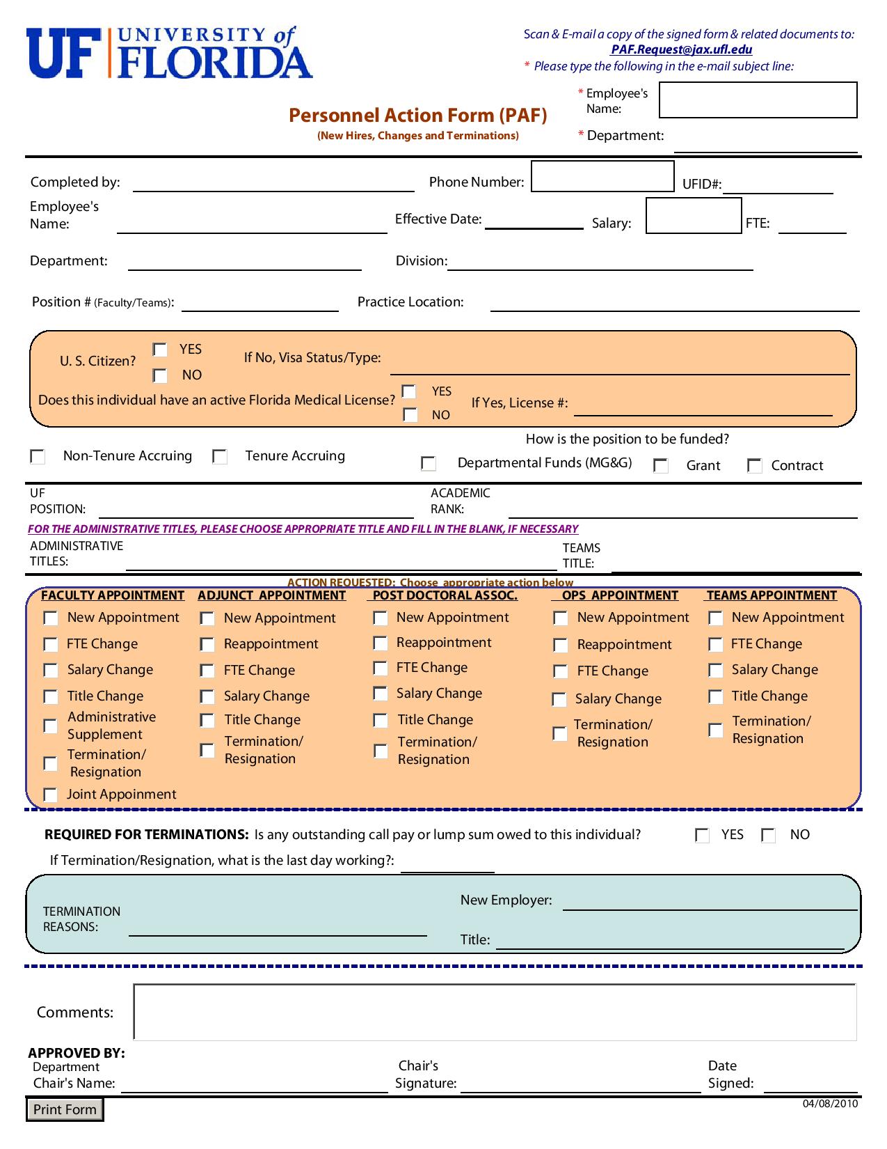 Free 31 Personnel Action Forms In Pdf Ms Word Excel Personnel action form template excel