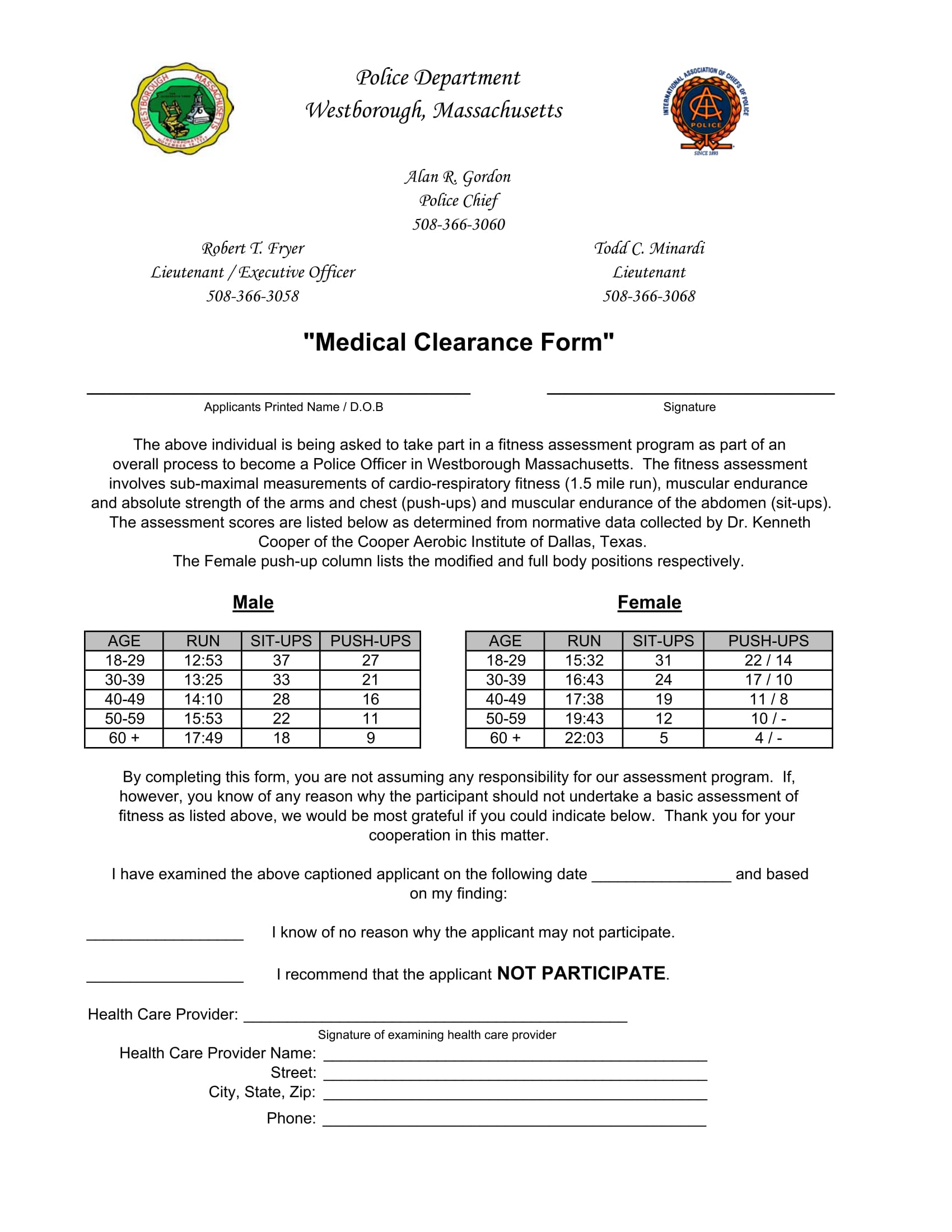 police officer medical clearance form 1