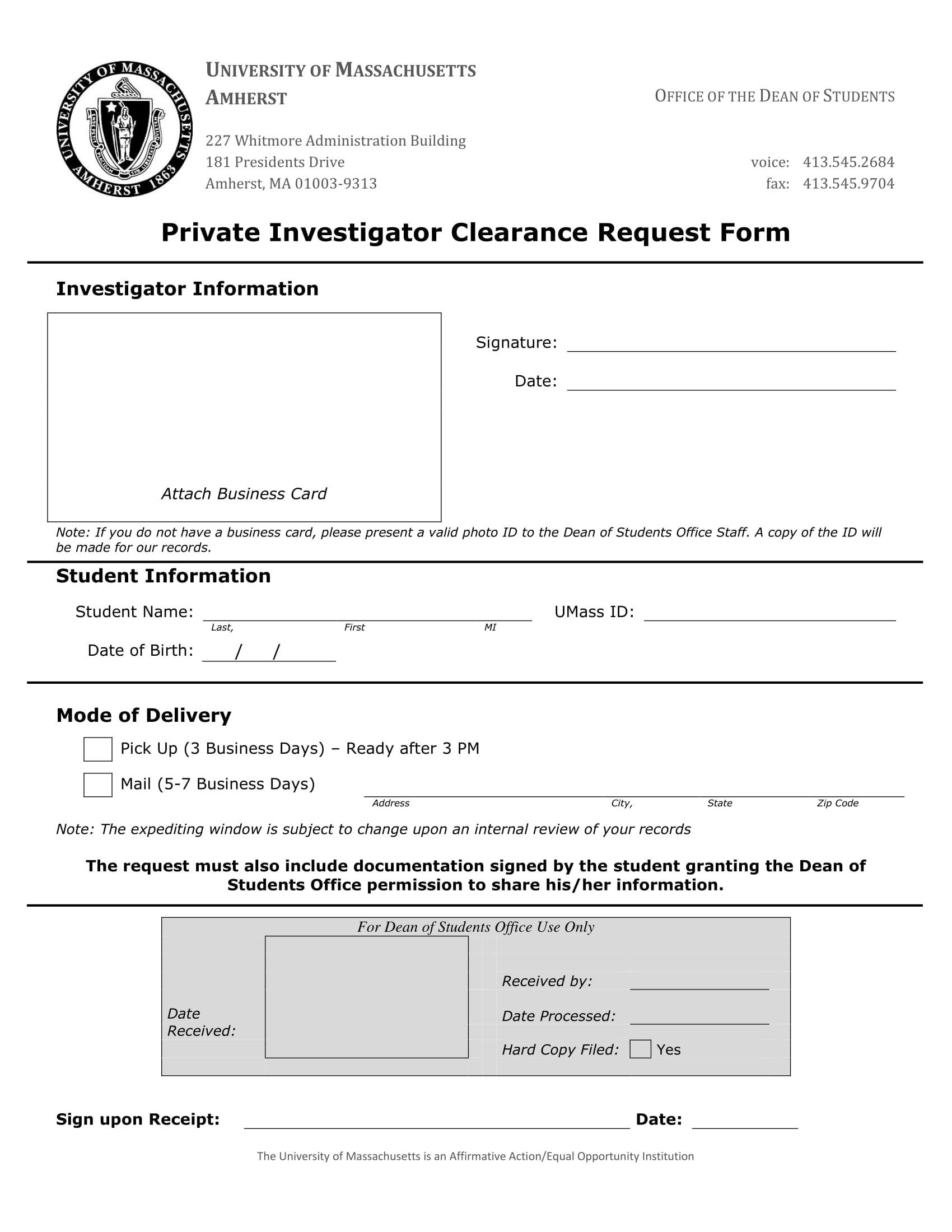private investigator clearance request form 1