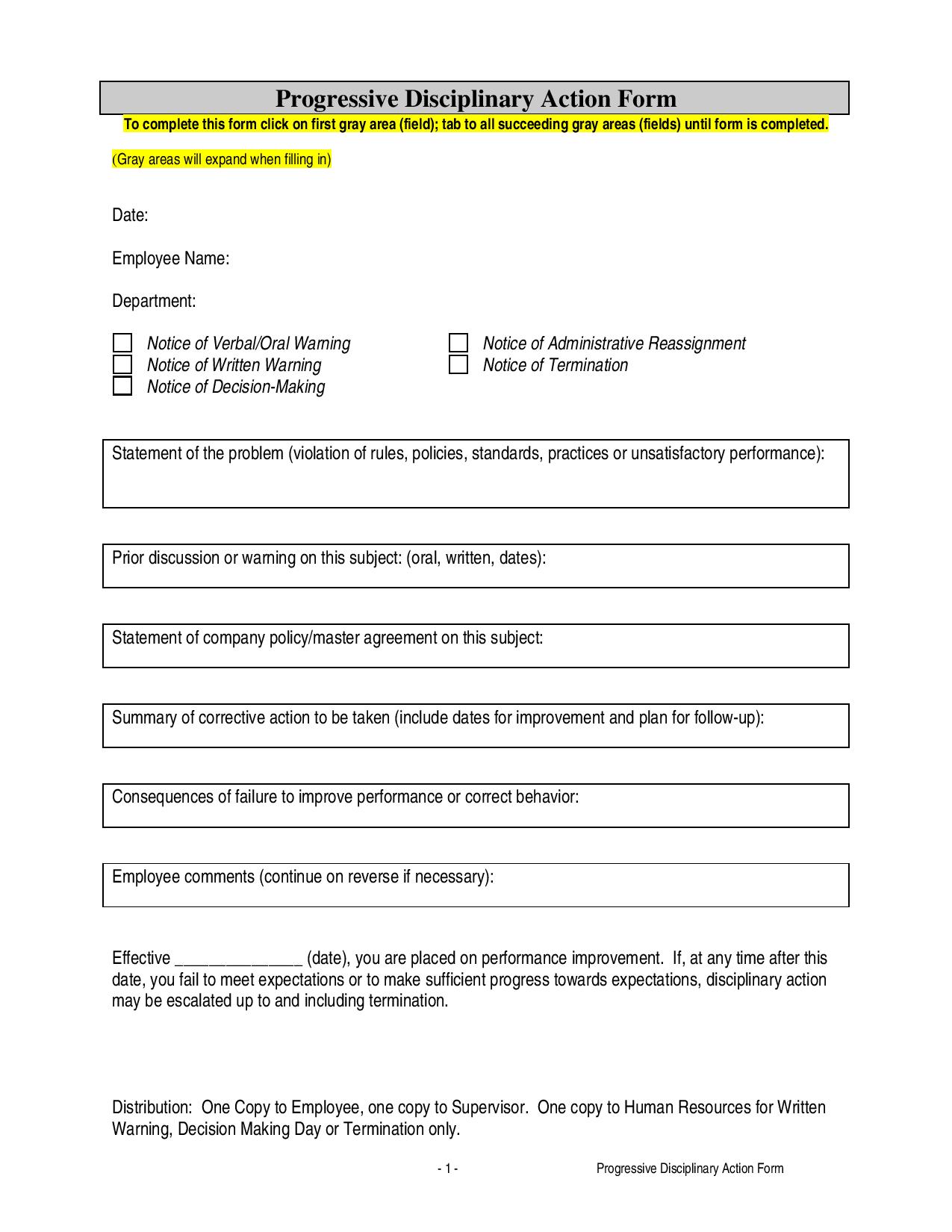 progressive disciplinary action form page 0013