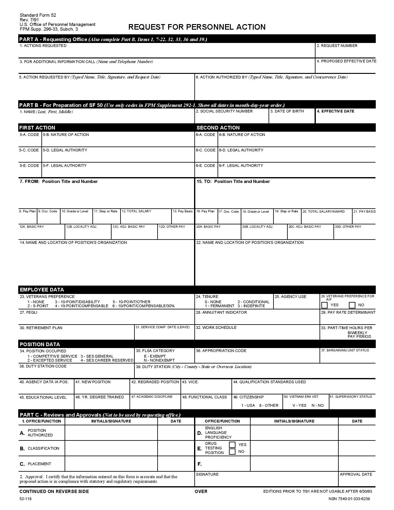 request for employee personnel action form page 001