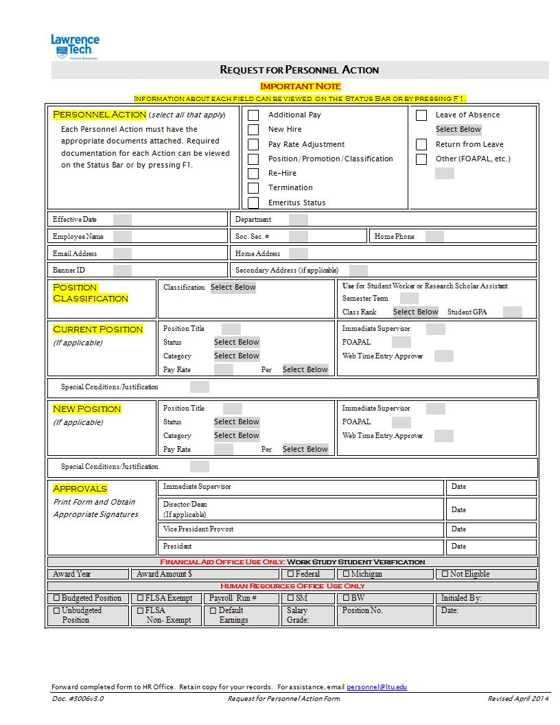 FREE 28+ Personnel Action Forms in MS Word PDF Excel