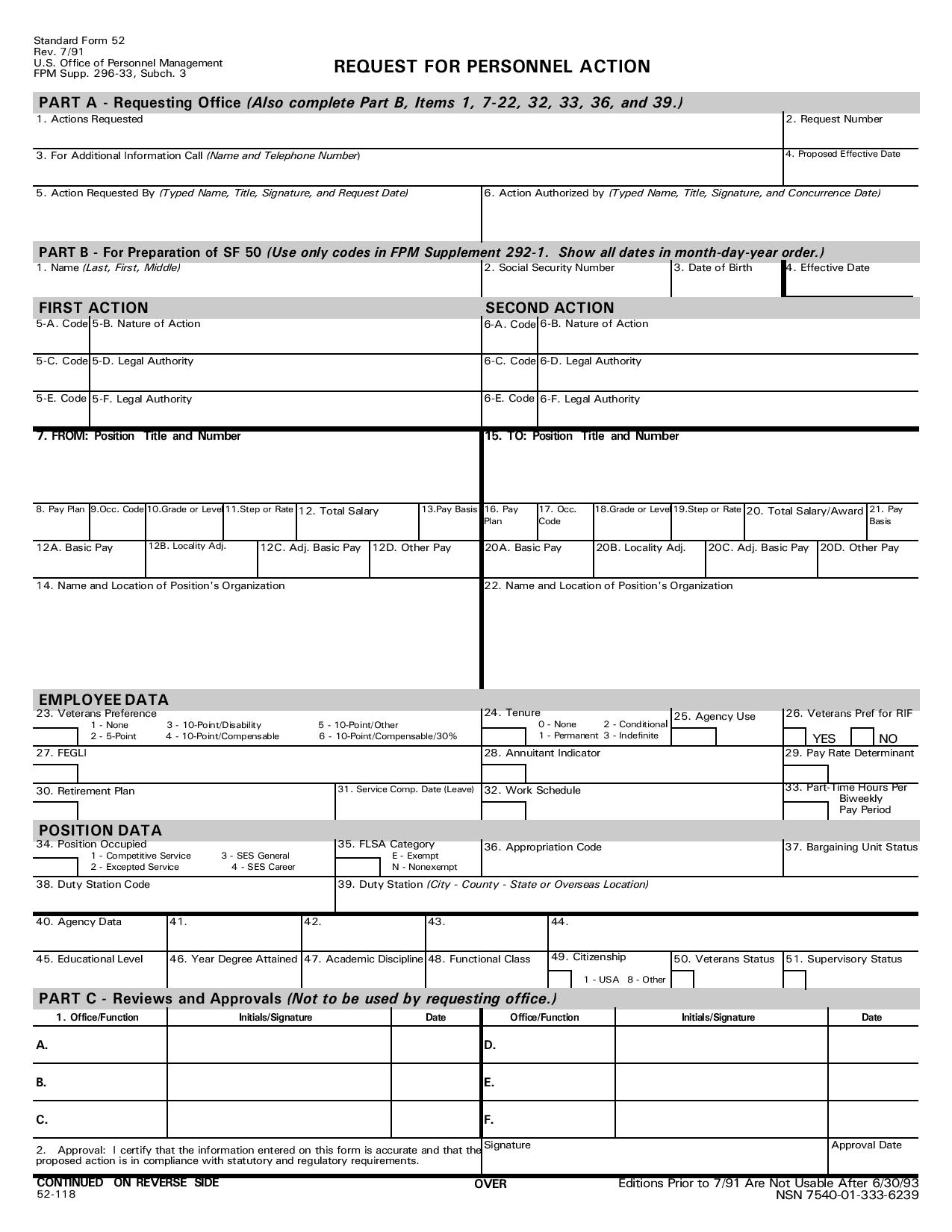 request for personnel action form paf page 001