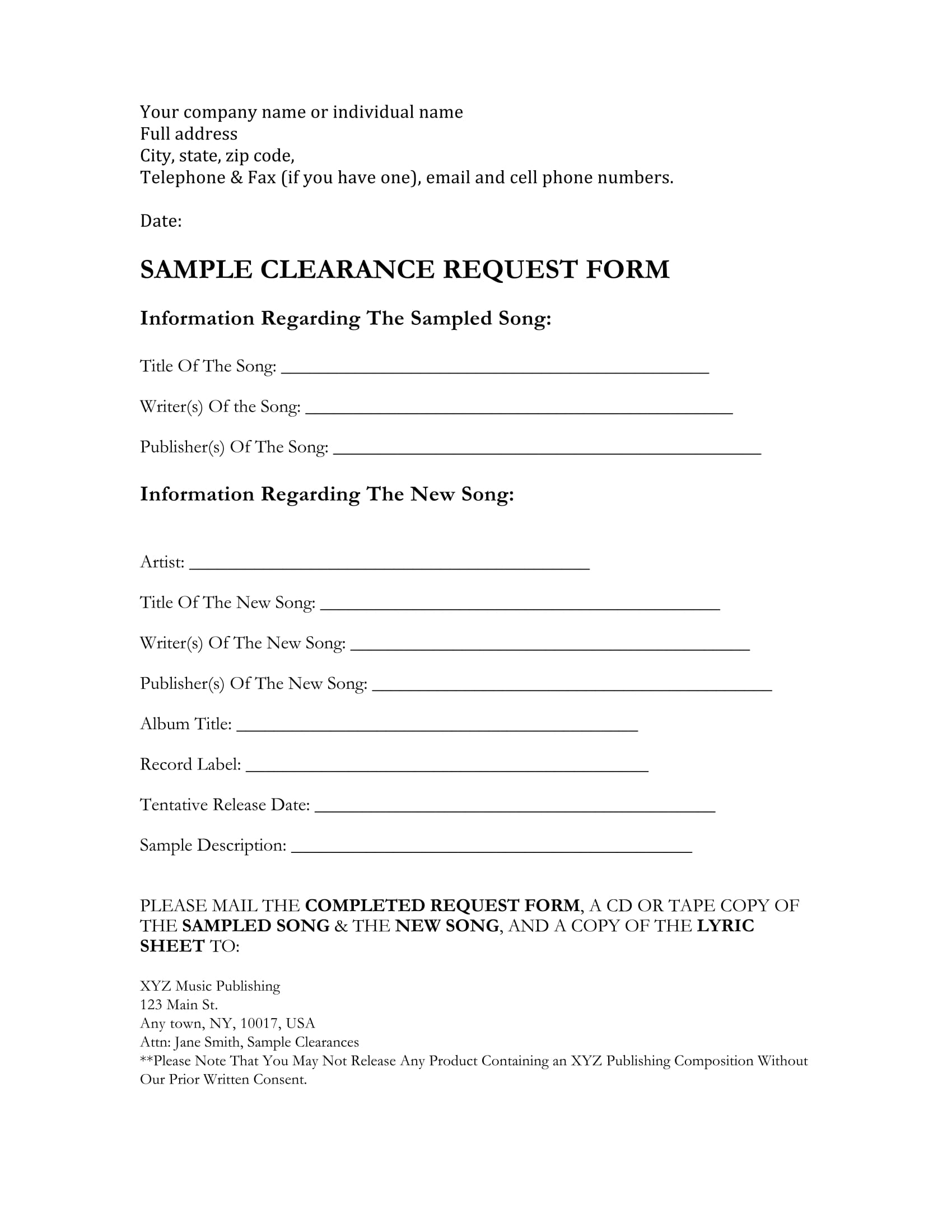 sample clearance request form 1