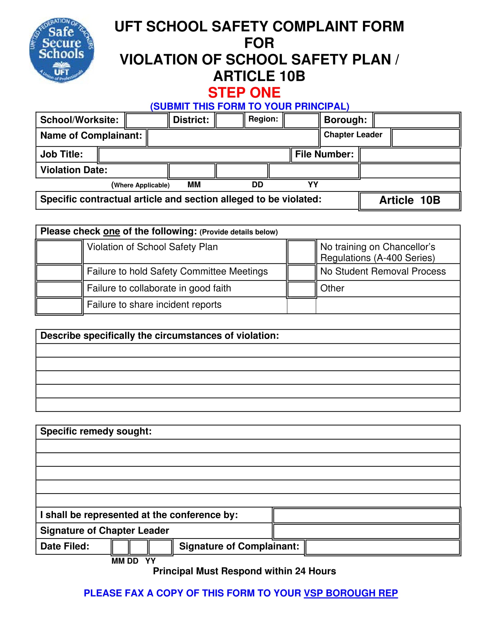 school safety complaint form 1