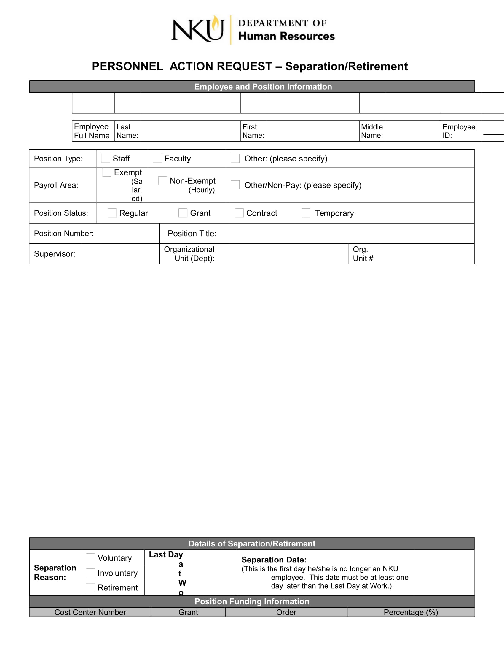 separation or retirement personnel action request form 11
