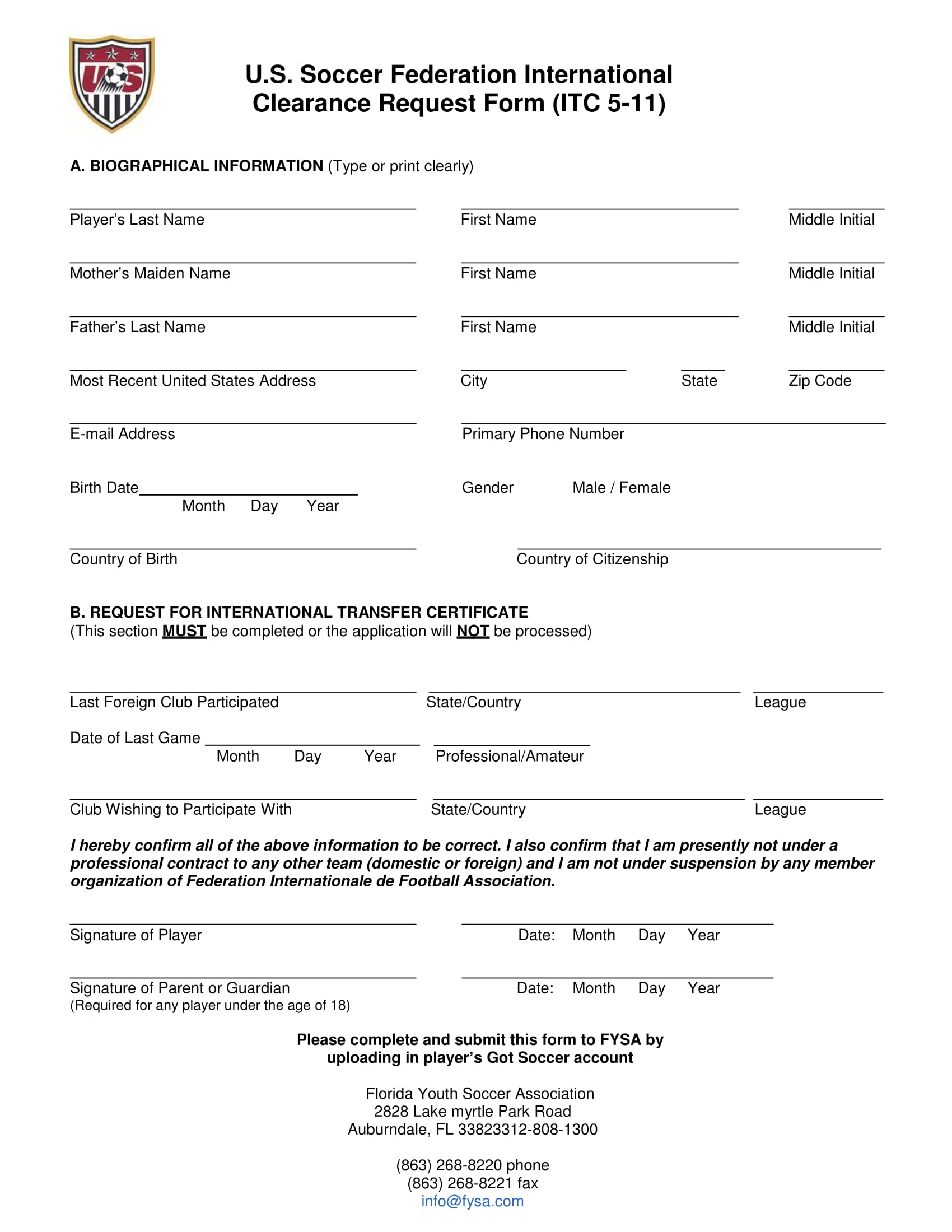 soccer clearance request form 1