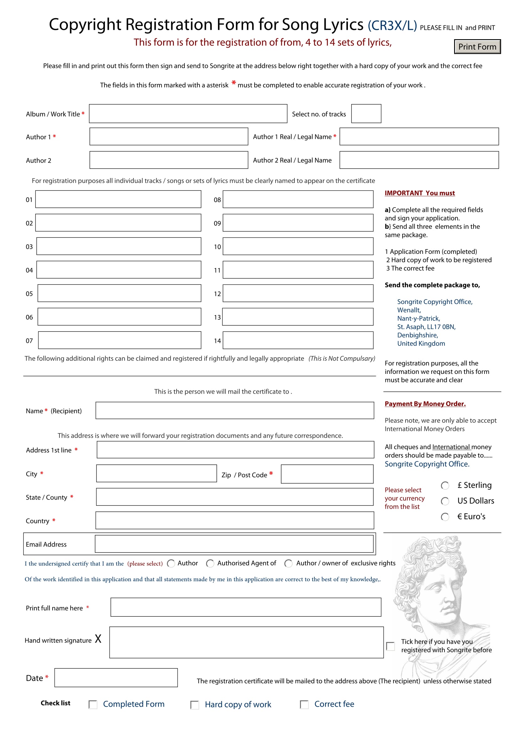 FREE 9+ Copyright Registration Forms in PDF
