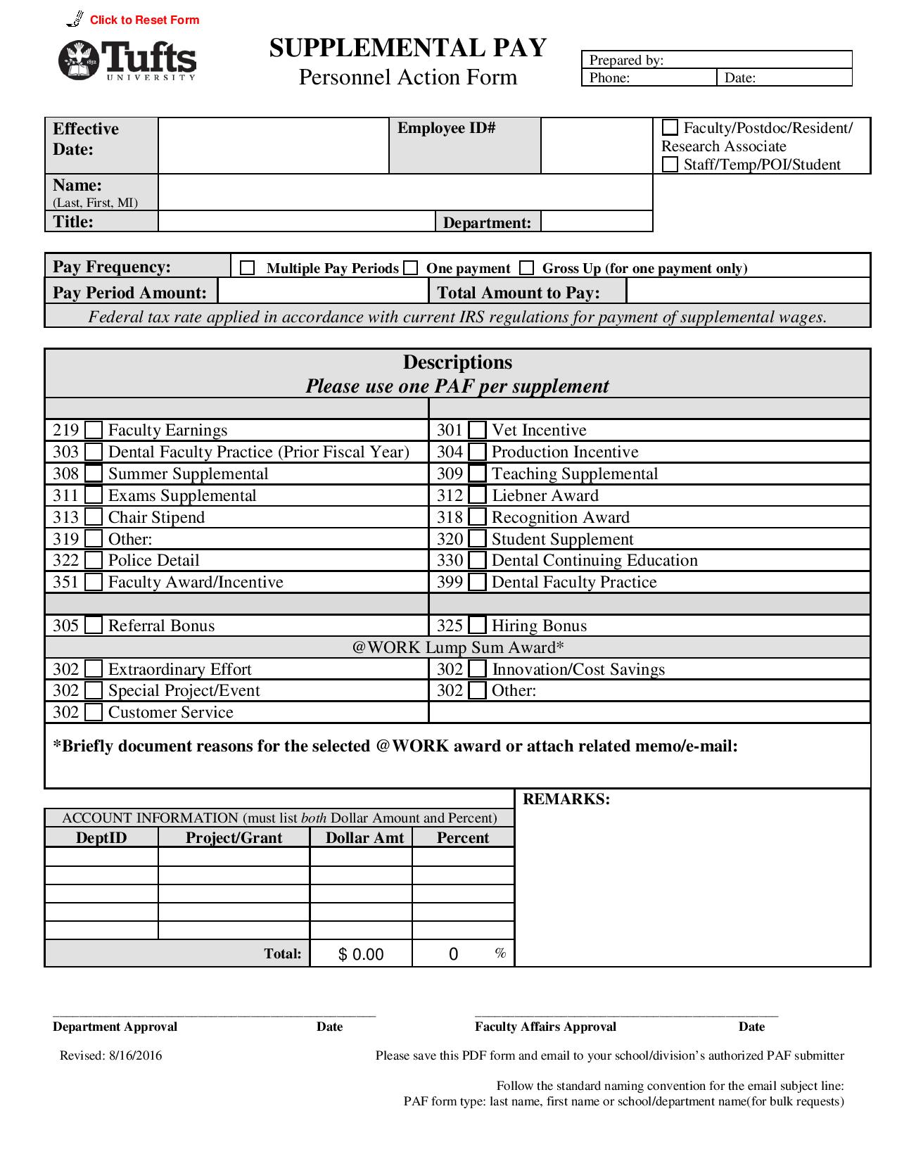 supplemental pay personnel action form page 001