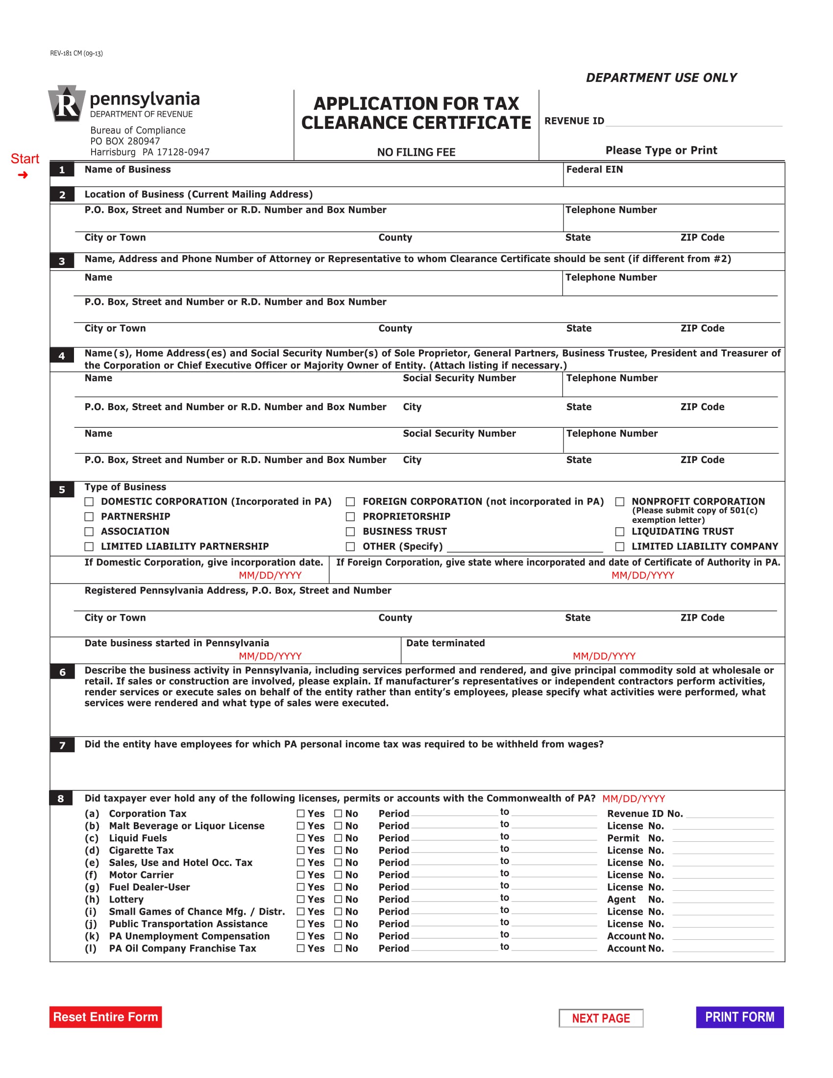 tax clearance certificate application form 1