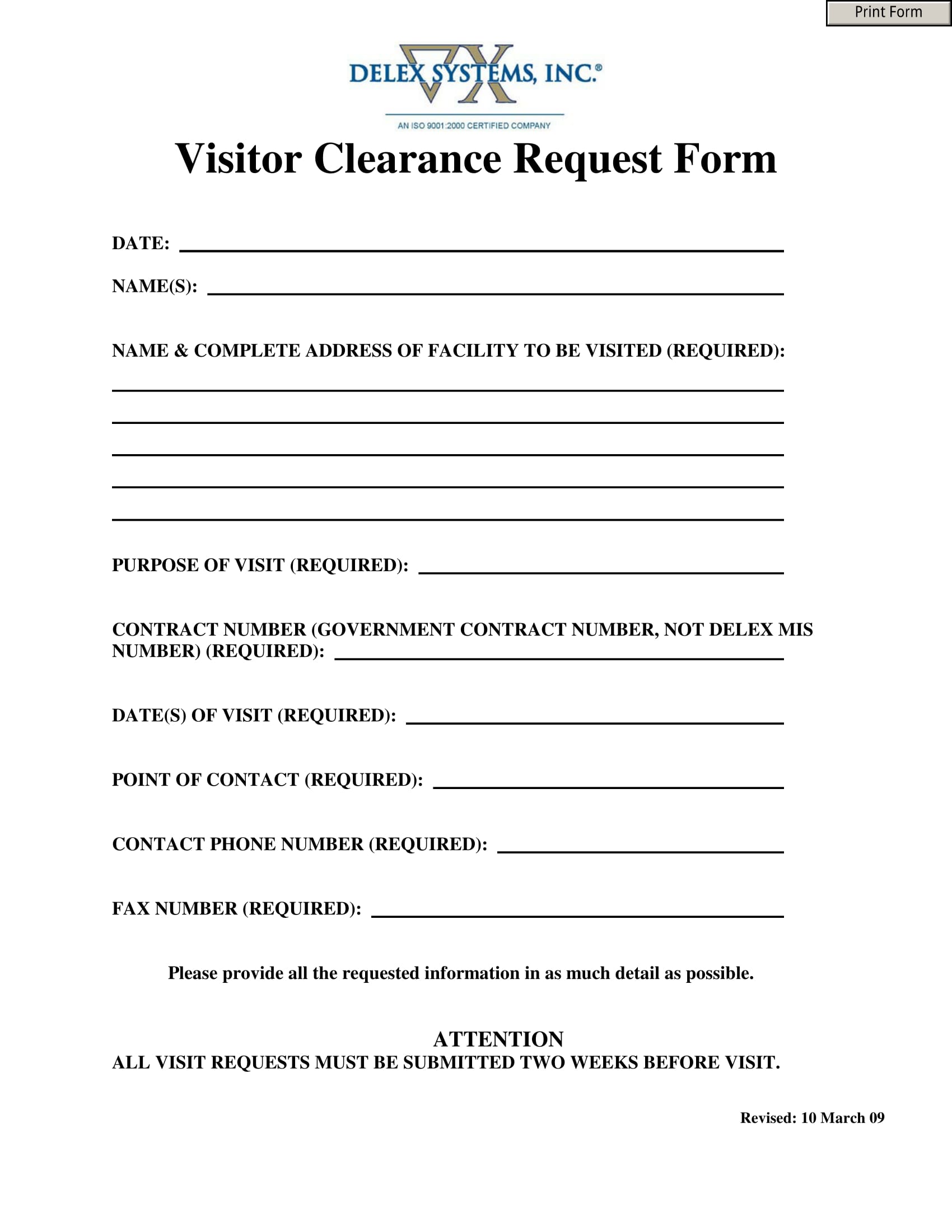 visitor clearance request form 1