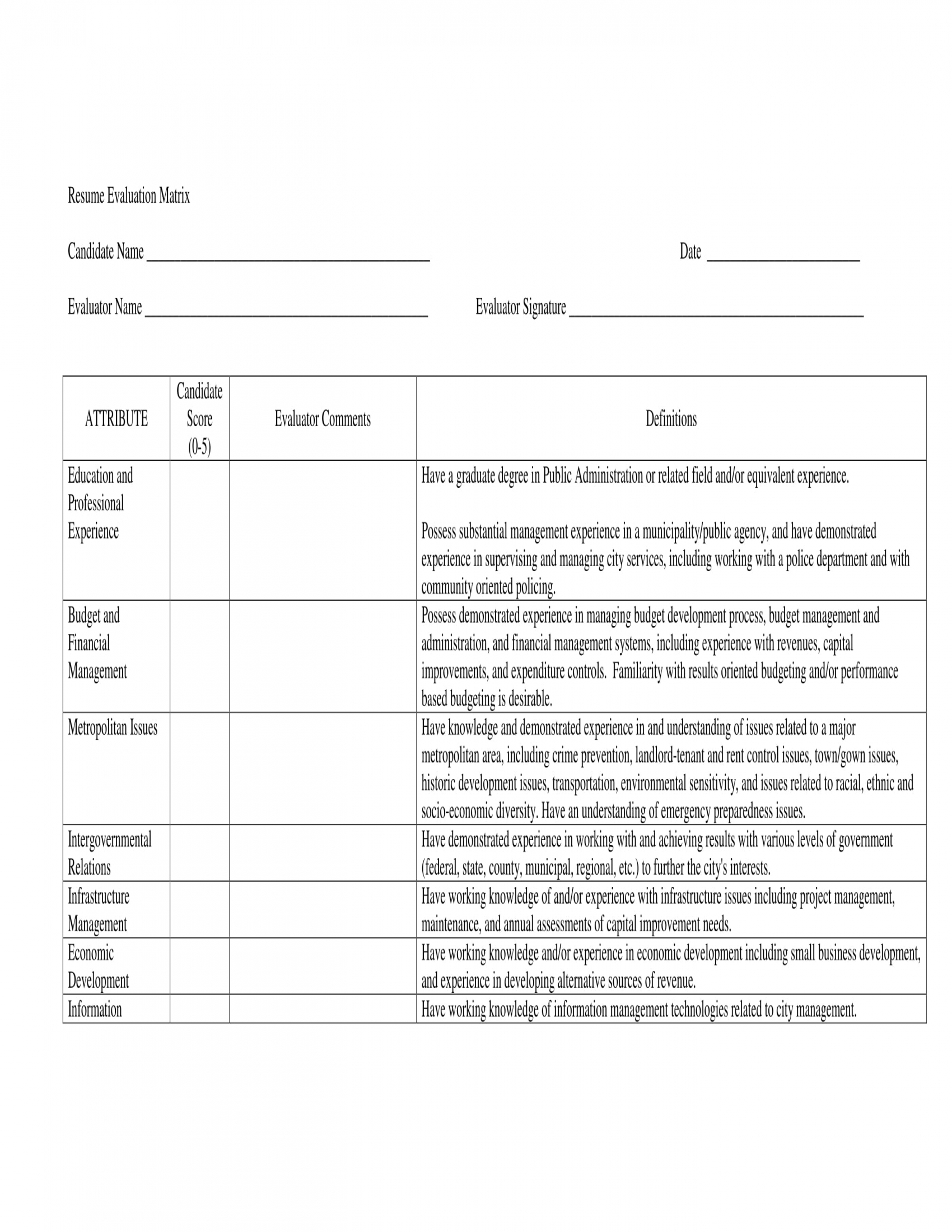 Resume Screening Template