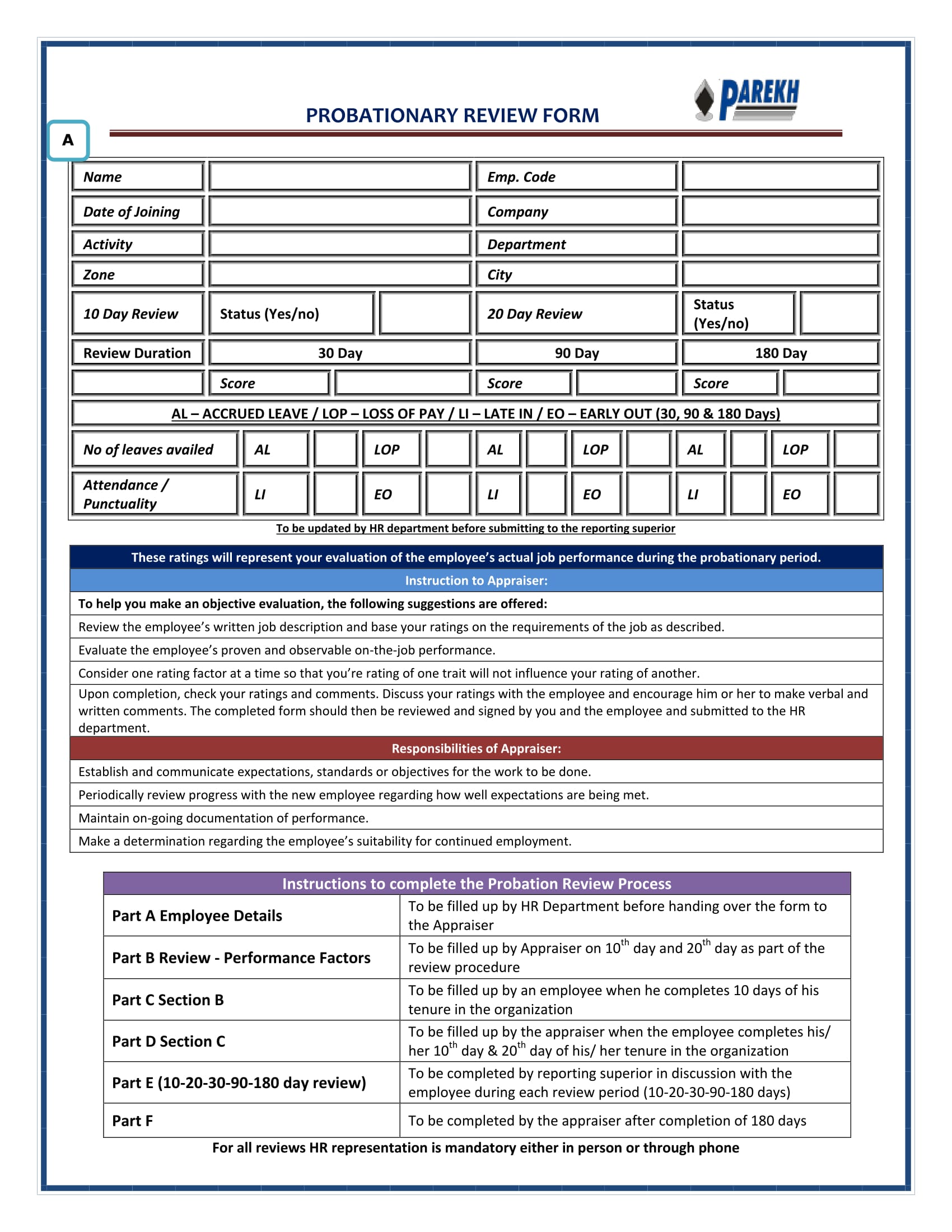 FREE 14 90 Day Review Forms In PDF MS Word