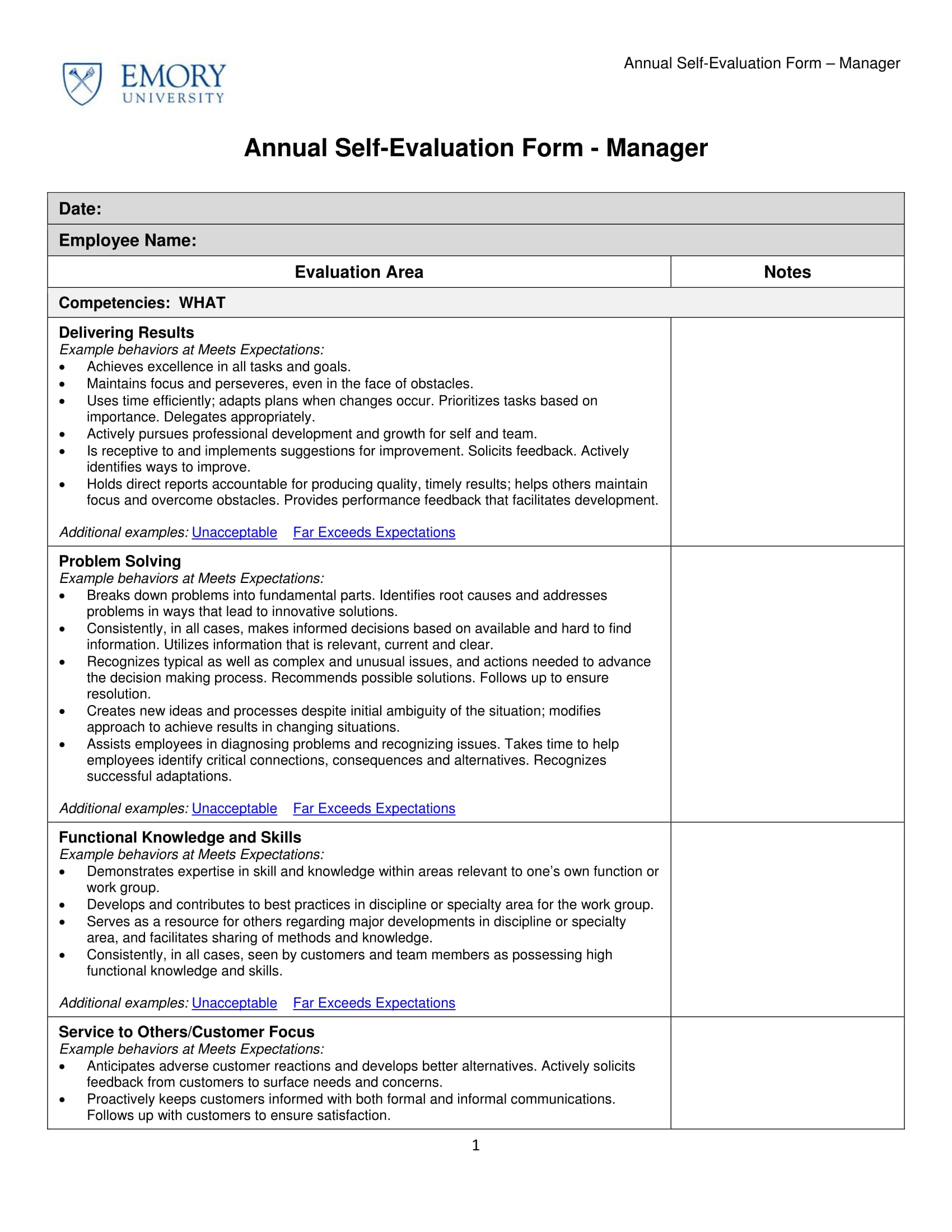 annual self evaluation form – manager 1
