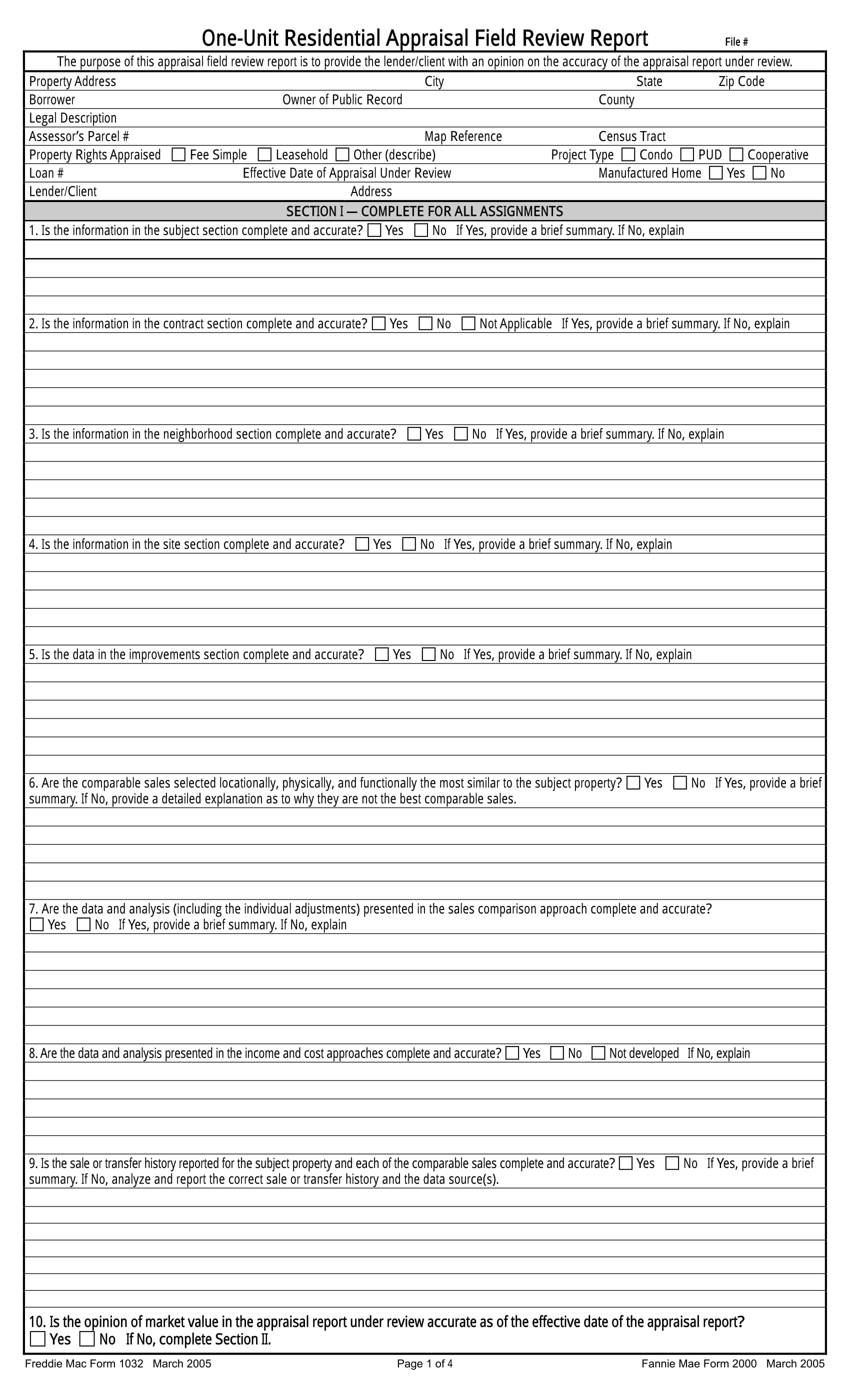 appraisal field review report form 1