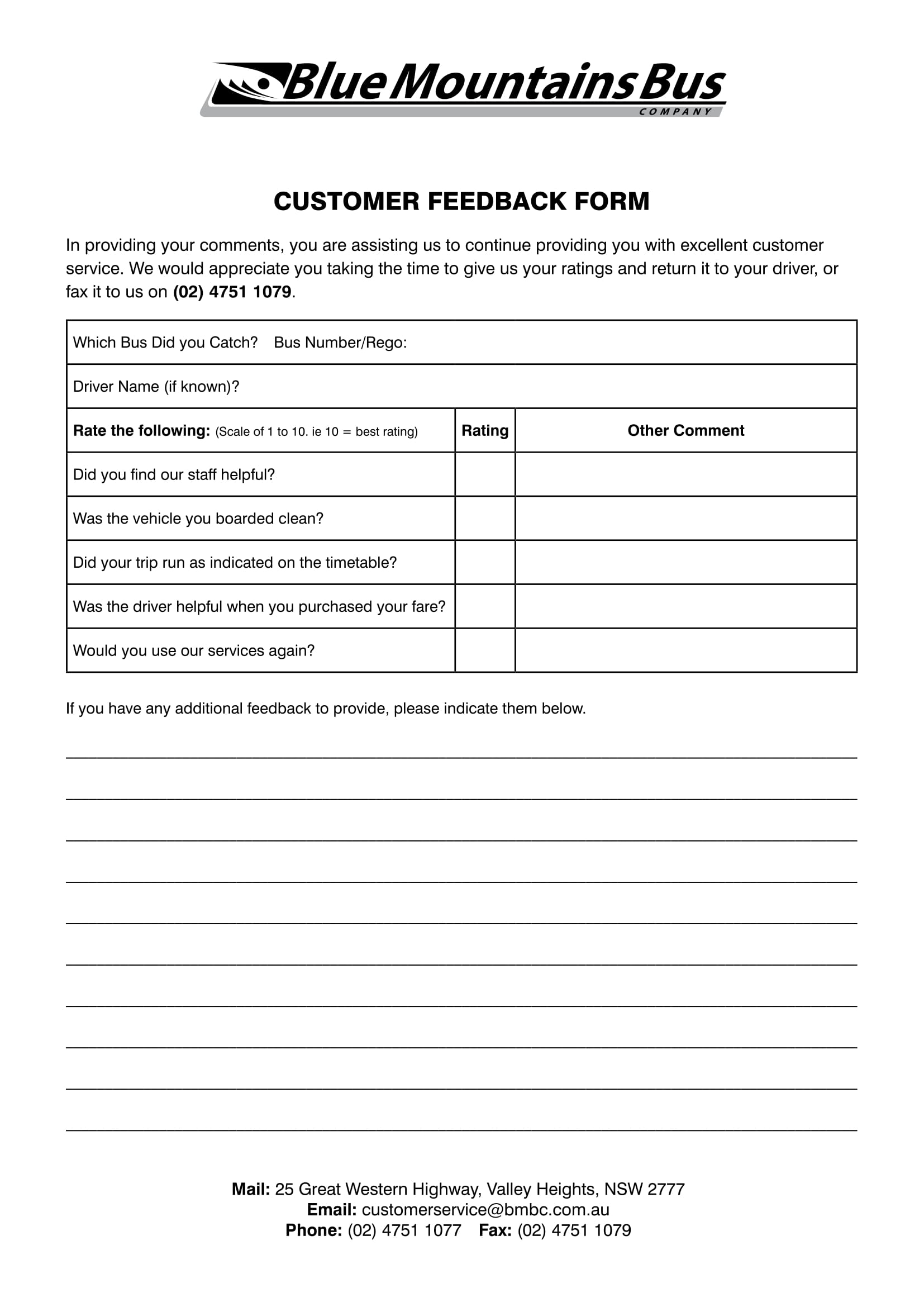 basic customer feedback review form 1