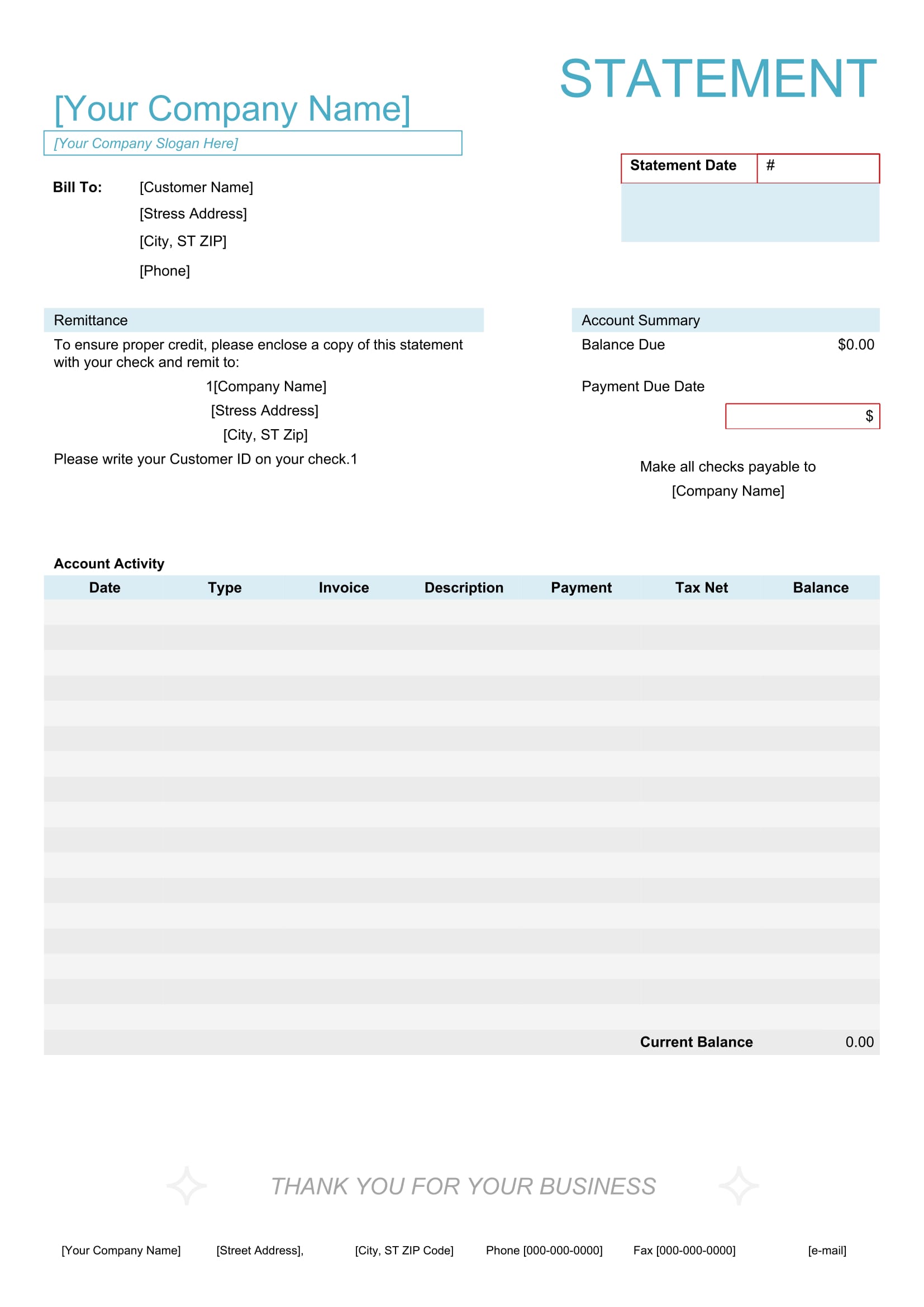 billing statement form sample 1