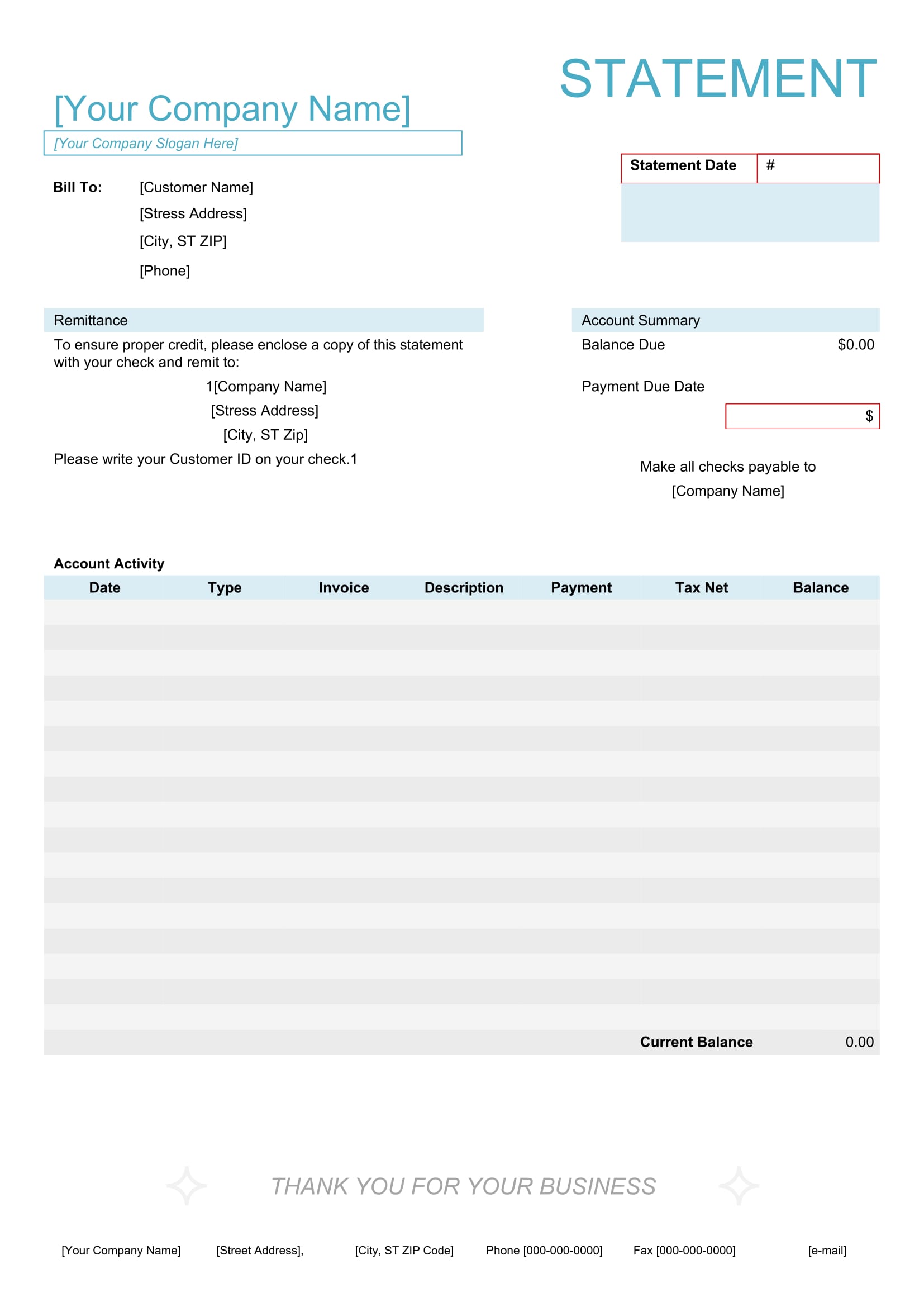 billing statement template word