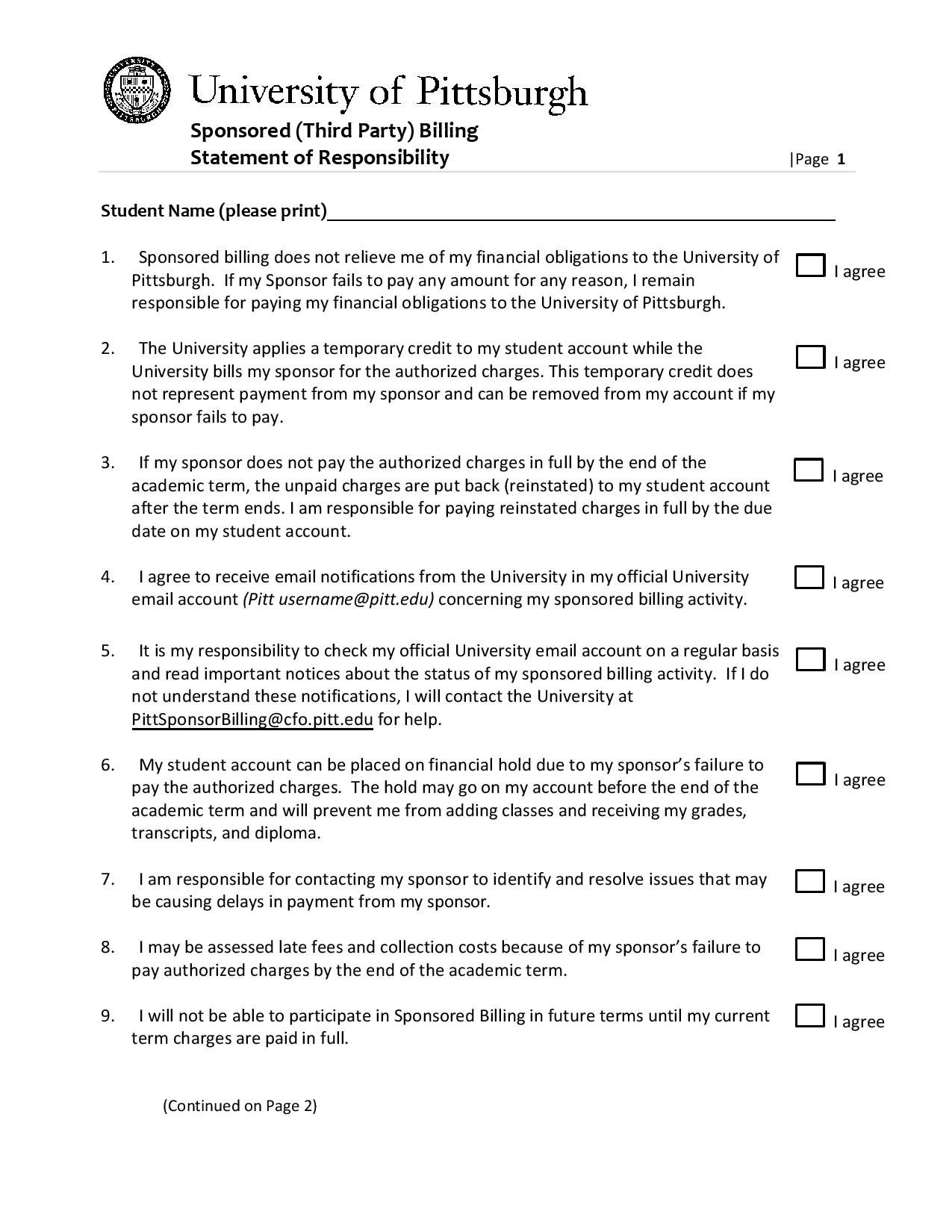 billing statement of responsibility form page 001
