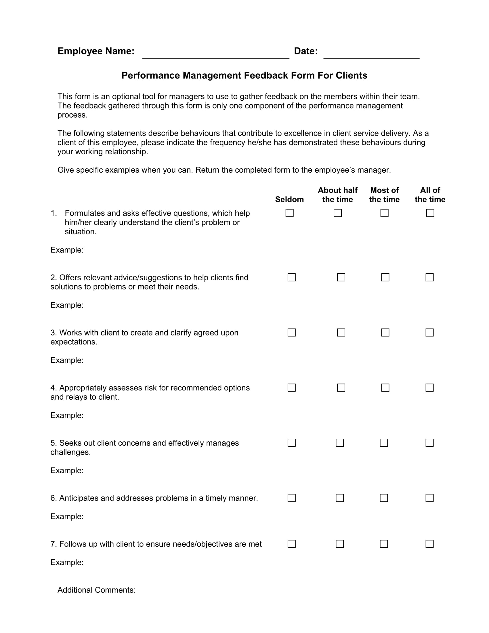 client performance feedback review form 1