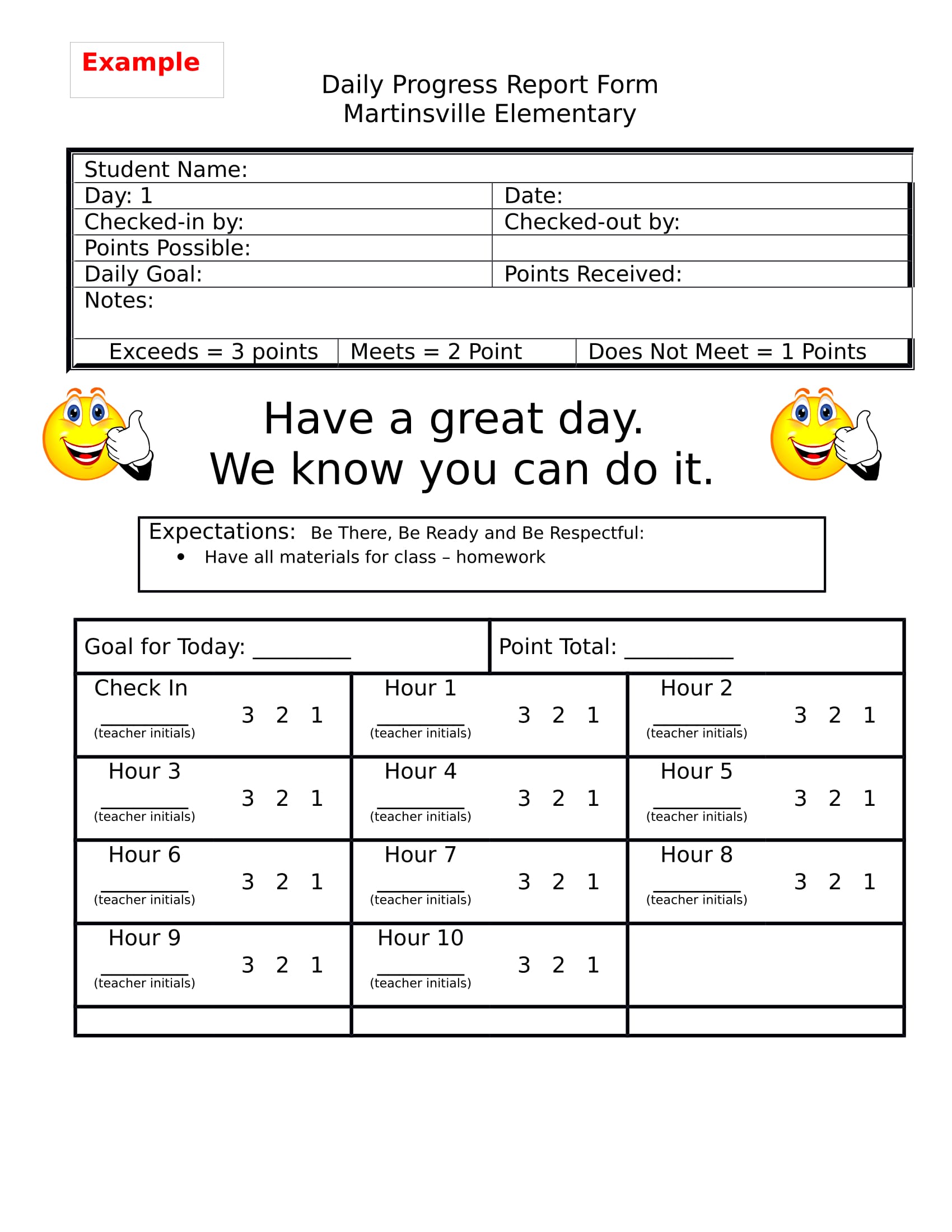 daily progress report form 1