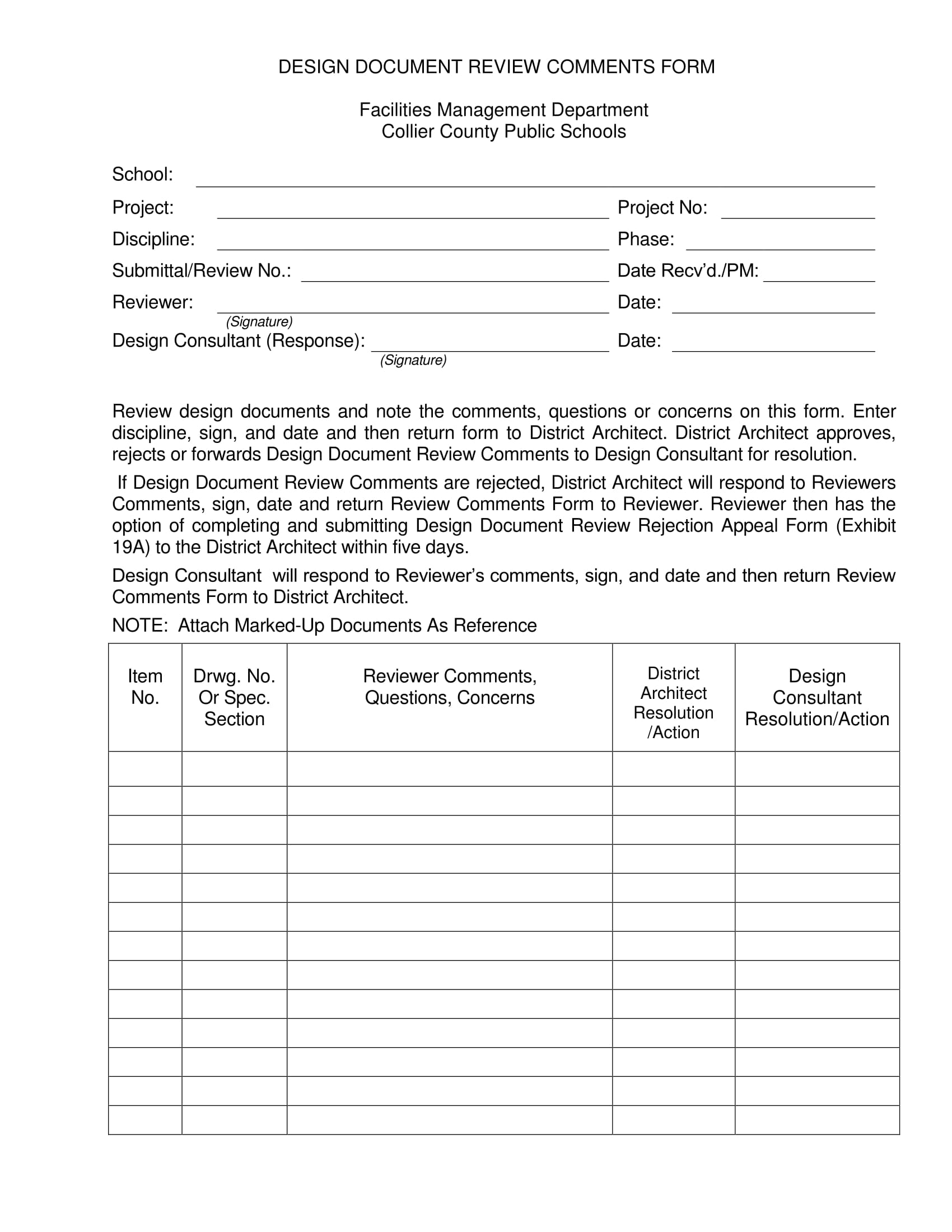 design document review comments form 1